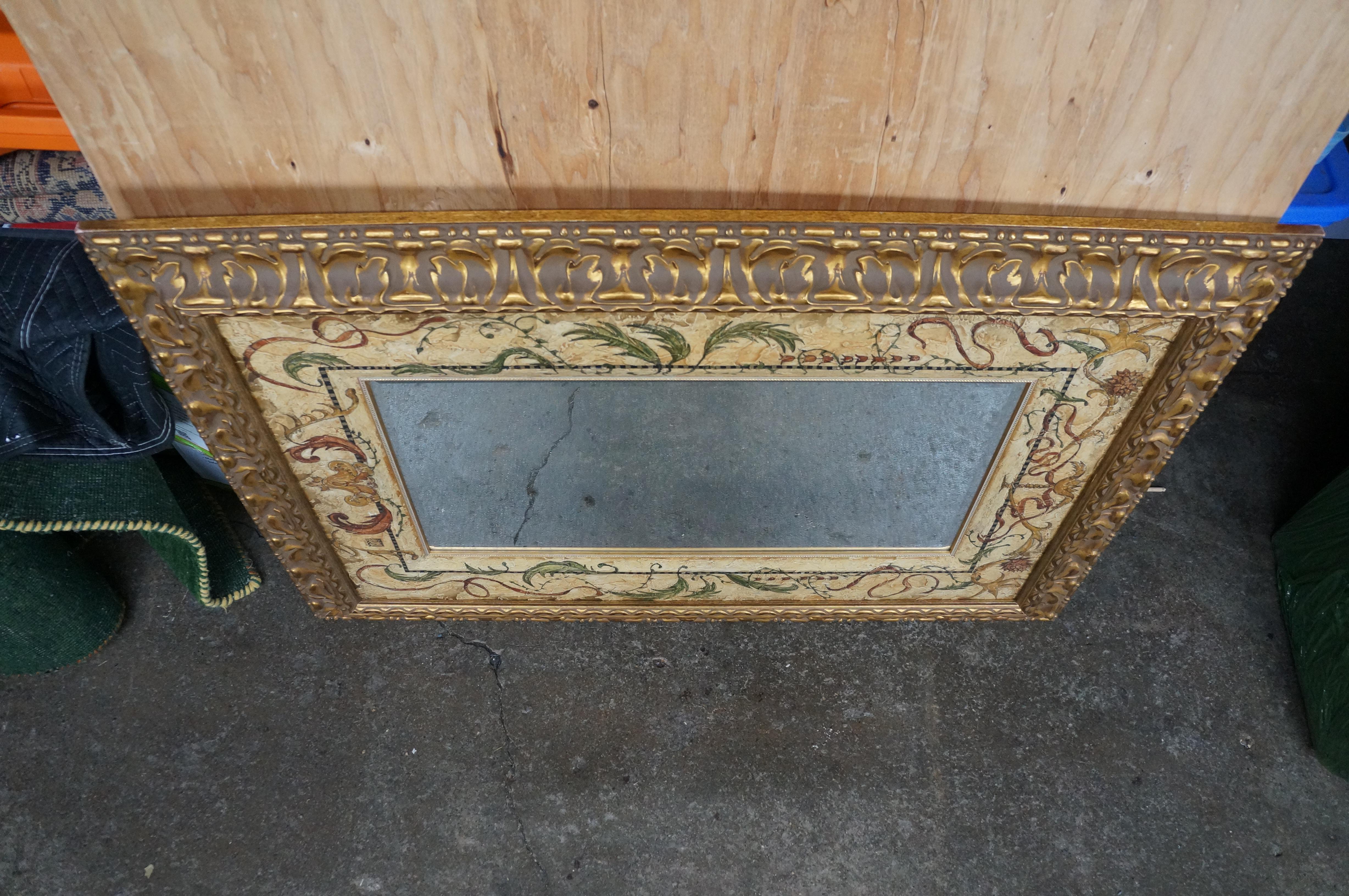 Michelle Woolley Chinoiserie Eglomise Style Florentine Mirror Beveled Glass 50