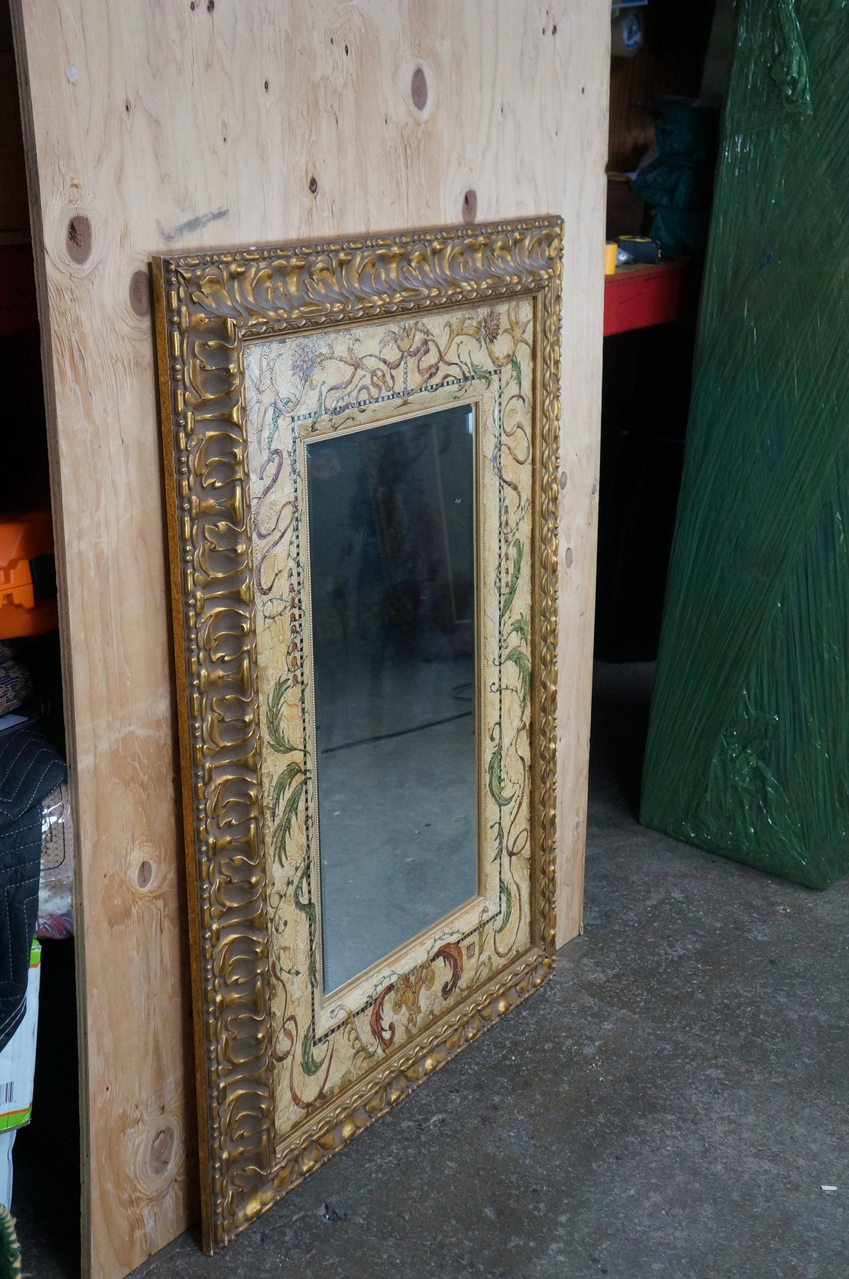 Michelle Woolley Chinoiserie Eglomise Style Florentine Mirror Beveled Glass 50