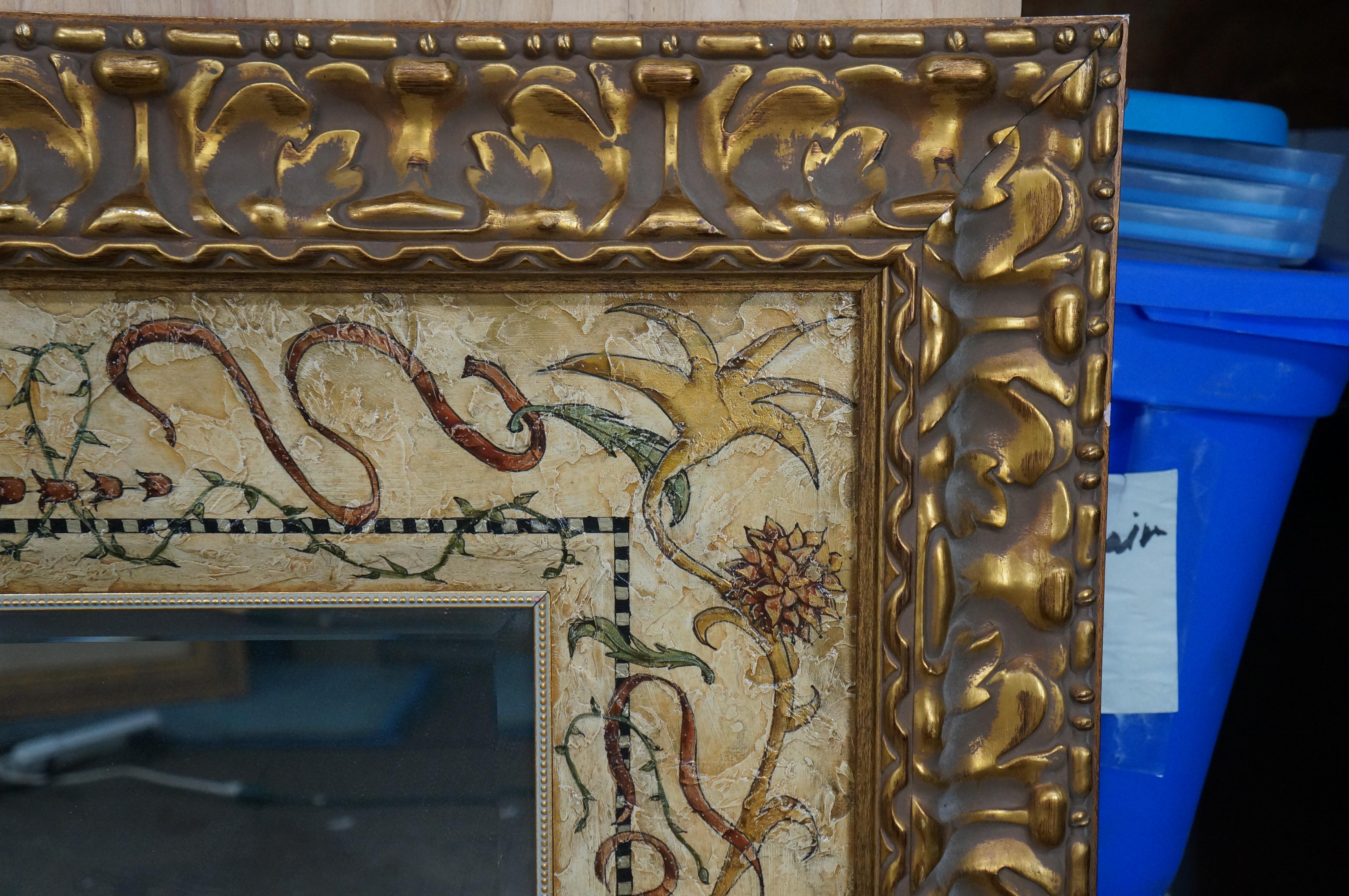 20th Century Michelle Woolley Chinoiserie Eglomise Style Florentine Mirror Beveled Glass 50