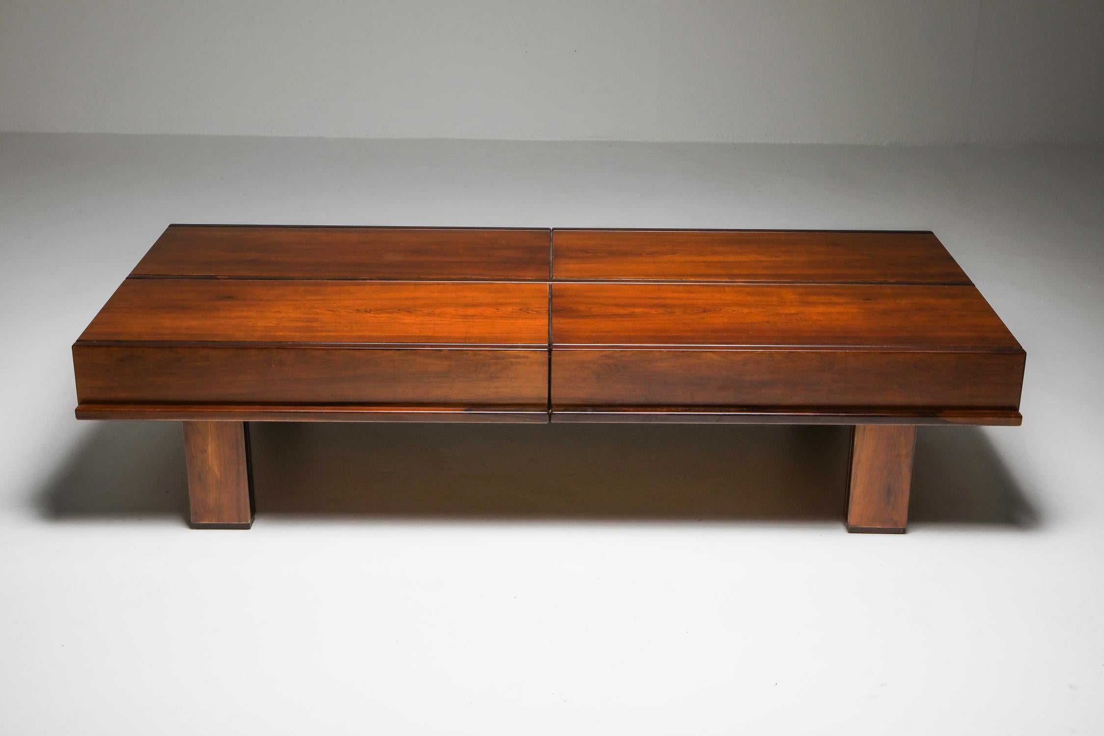Mid-Century Modern Michelluci Walnut Coffee Table with Storage