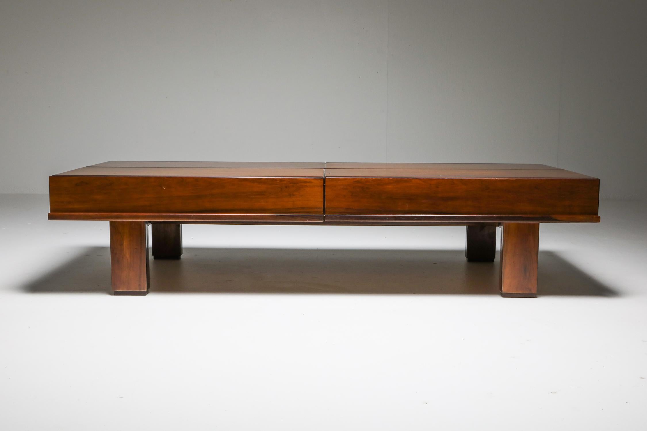 20th Century Michelluci Walnut Coffee Table with Storage