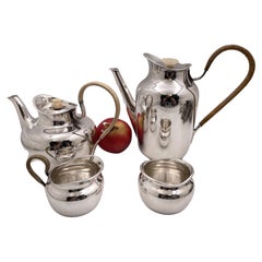 Michelsen Danish 4-Piece Sterling Silver Tea & Coffee Set in Art Deco Style