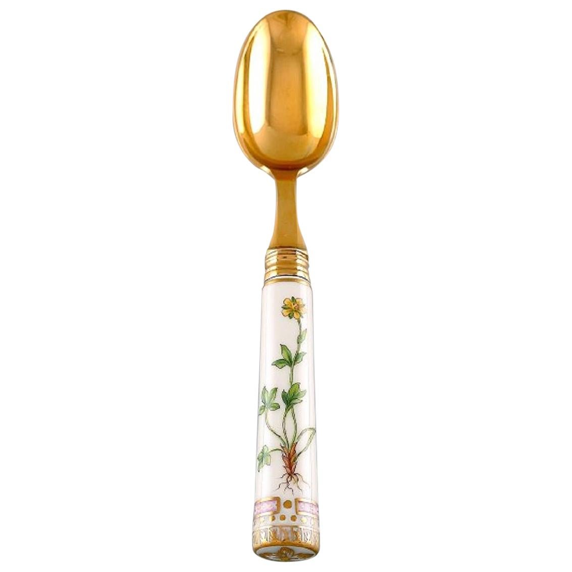 Michelsen for Royal Copenhagen, "Flora Danica" Dinner Spoon, Gold-Plated Silver