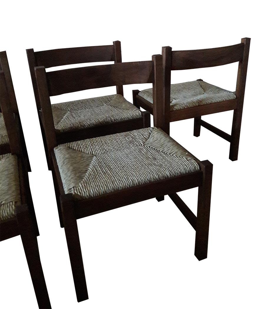 Woven Michelucci 'Torbecchia' Walnut Wood Dining Set for Poltronova Italy, 1965 For Sale
