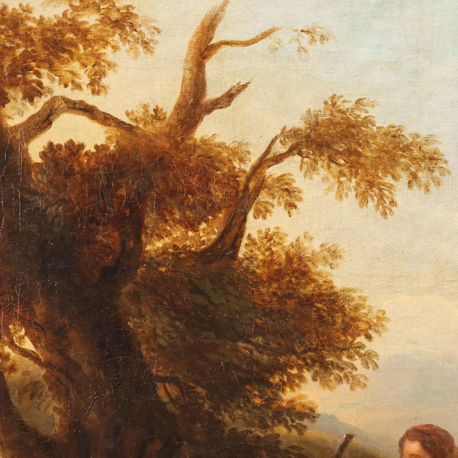 Landscape with Shepherds and Herds 18th century For Sale 3