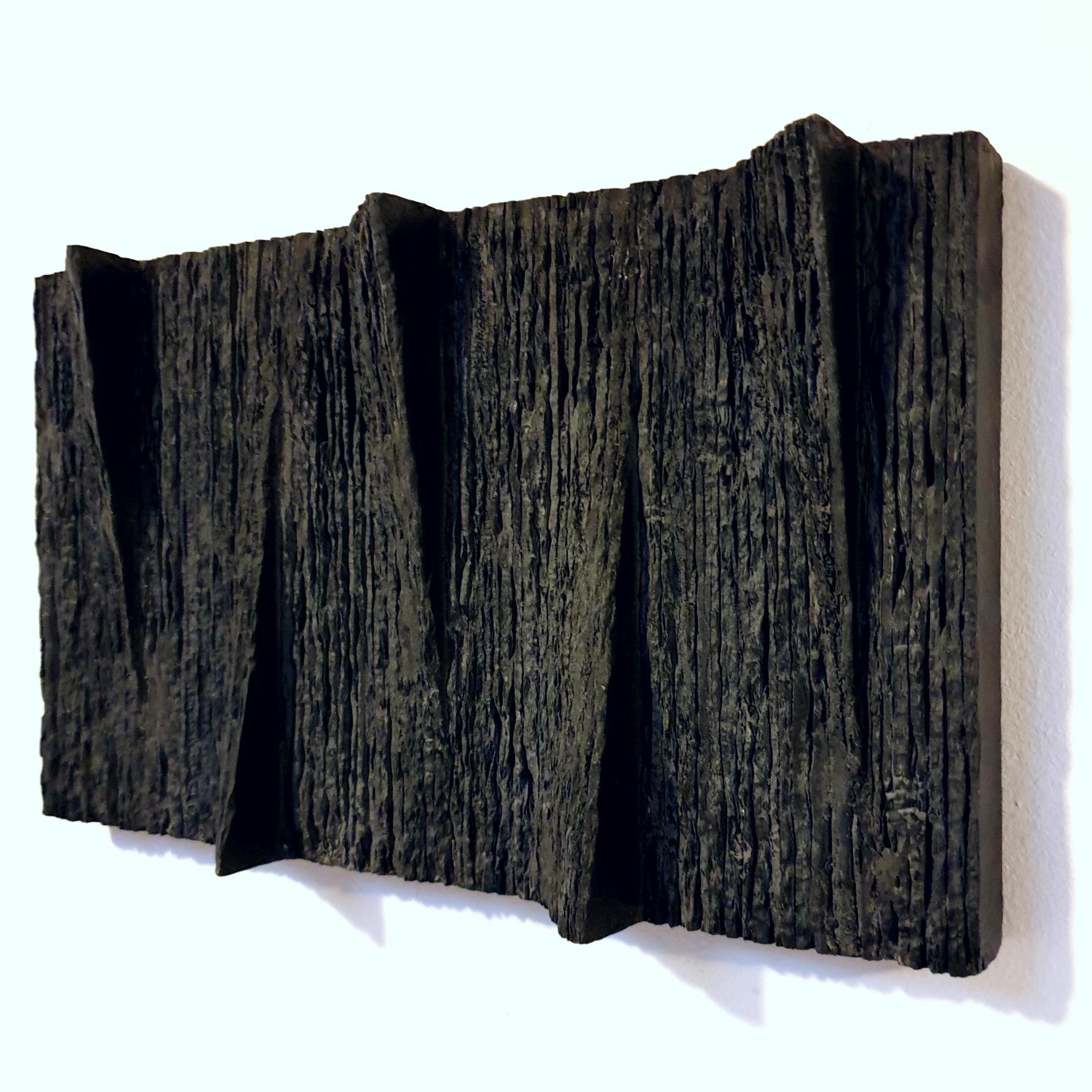 Movement - black grey contemporary modern abstract sculpture painting - Contemporary Sculpture by Michiel Jansen