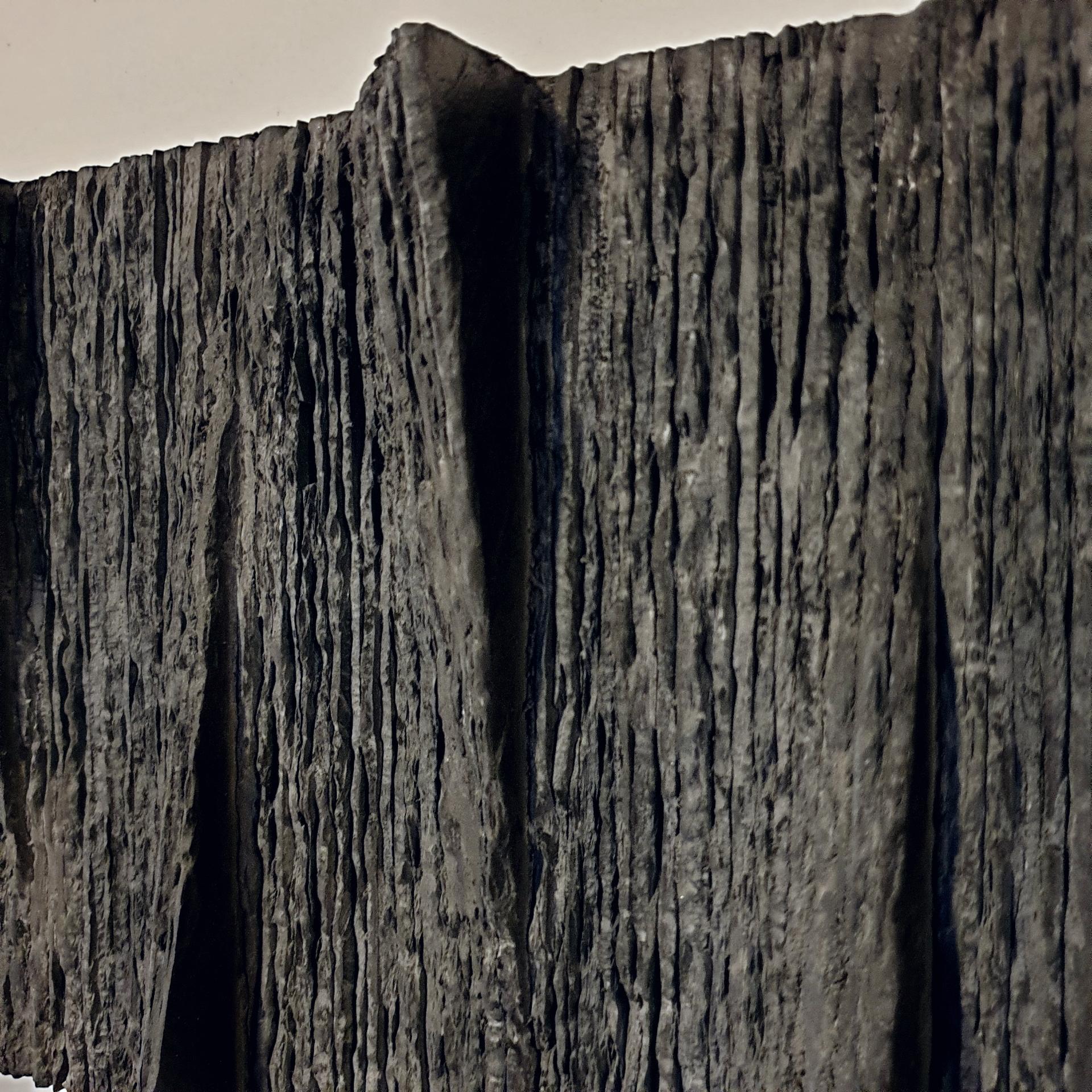 Movement - black grey contemporary modern abstract sculpture painting - Black Abstract Sculpture by Michiel Jansen