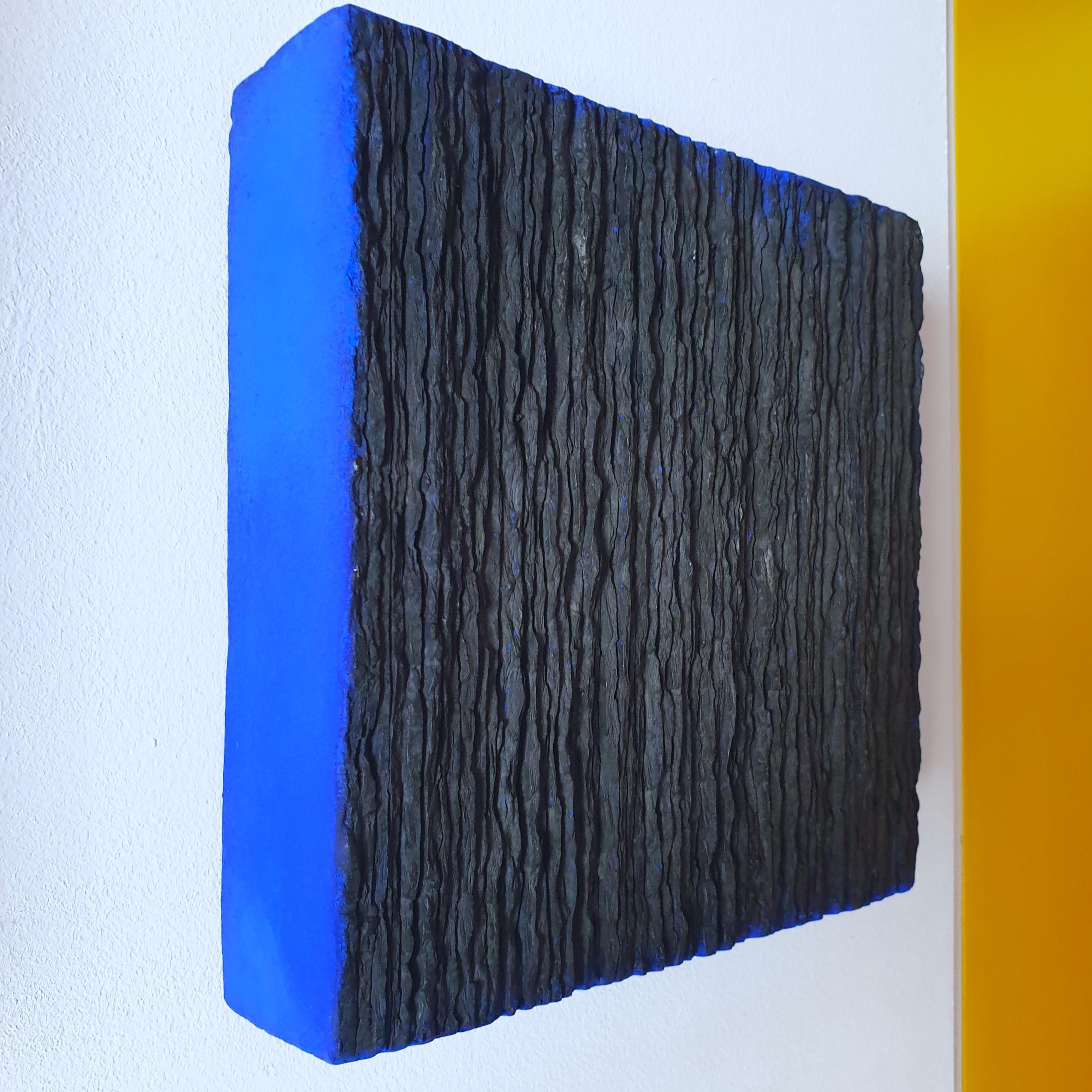 Space - black blue contemporary modern abstract sculpture painting relief - Contemporary Sculpture by Michiel Jansen