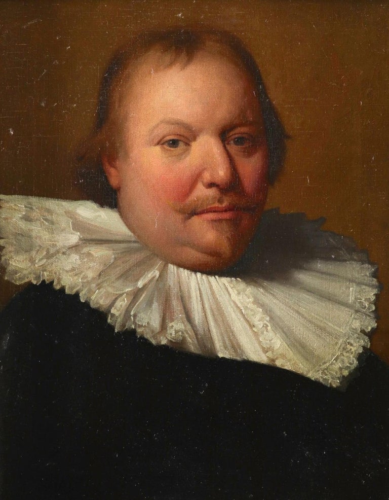 Portrait of a Gentleman, wearing a large ruff - Dutch School Old Master - Painting by Michiel Jansz Van Miereveld