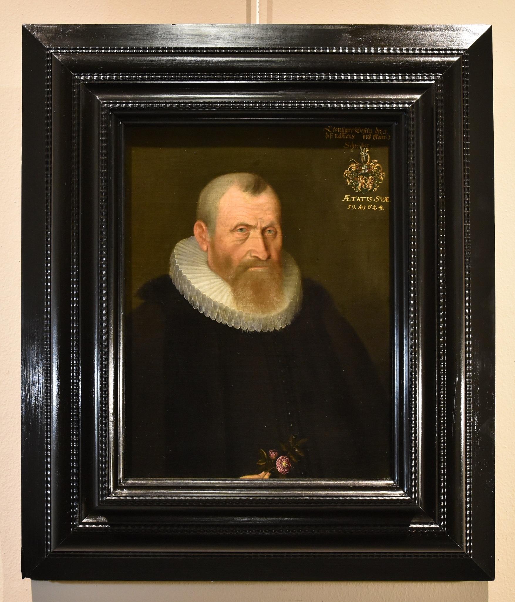 Portrait Gentleman Van Mierevelt 17th Century Paint Flemish Old master Oi Canvas - Painting by Michiel Jansz Van Mierevelt (delft 1566 - 1641)