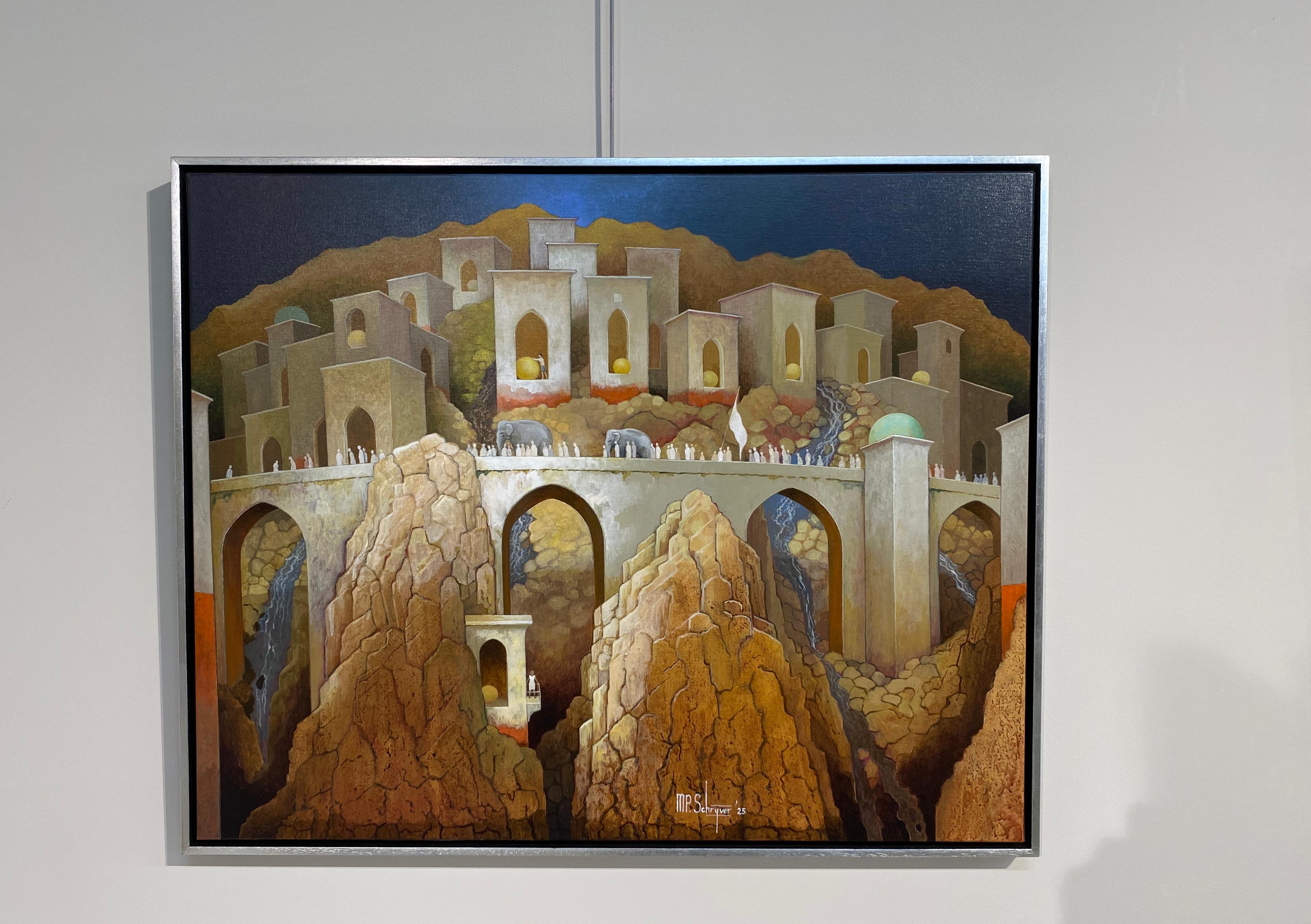 Entre passé et présent - Paysages imaginaires contemporains du 21e siècle - Contemporain Painting par Michiel Schrijver