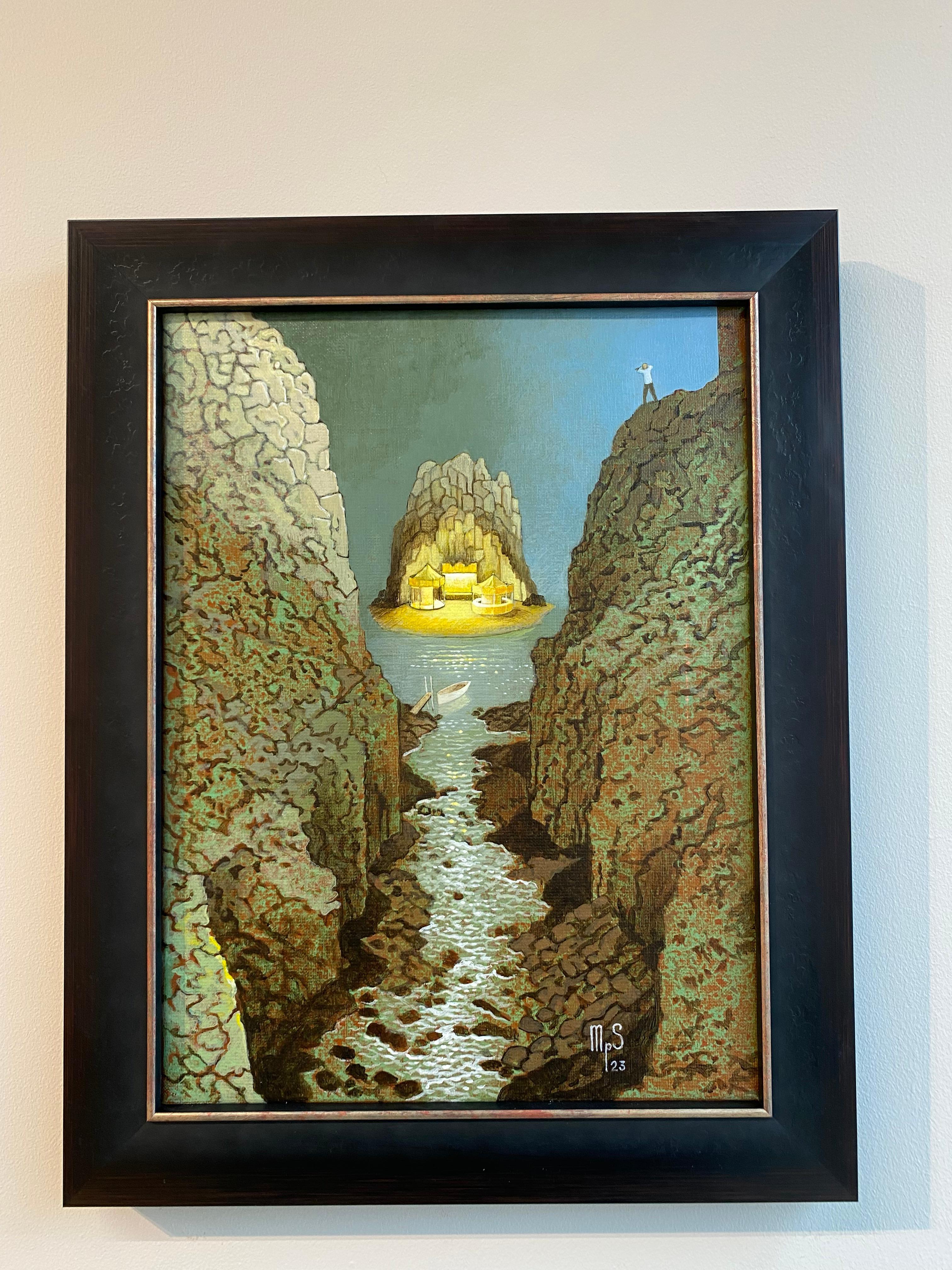 Island Entertainment - Zeitgenössische imaginäre Landschaften des 21. – Painting von Michiel Schrijver