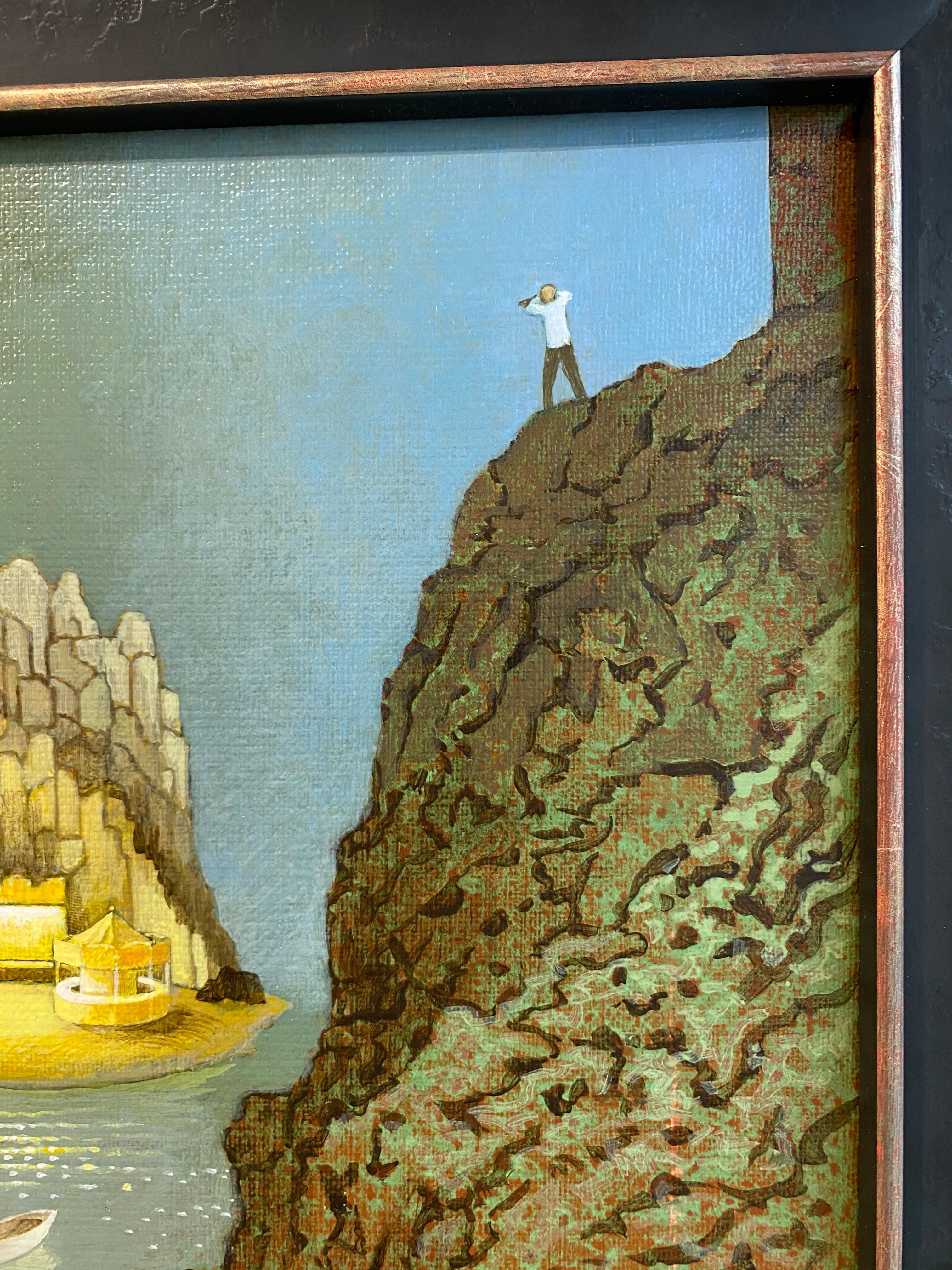 Island Entertainment - Zeitgenössische imaginäre Landschaften des 21. (Braun), Landscape Painting, von Michiel Schrijver