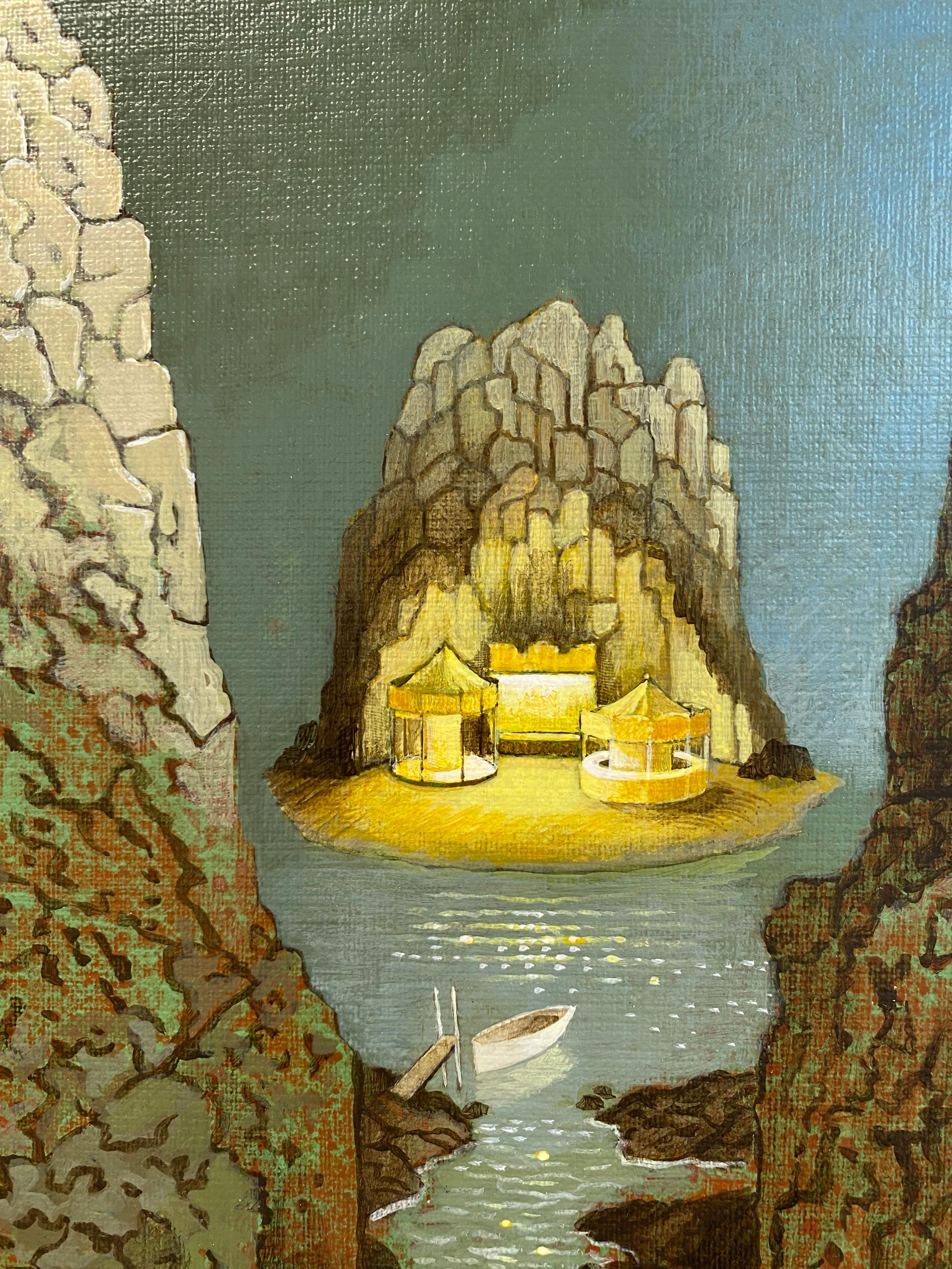Michiel Schrijver
Insel-Unterhaltung'.
30 x 40 cm 
(Gerahmt im Preis inbegriffen 34 x 44)
Acryl auf Leinwand

Der niederländische Maler Michiel Schrijver lebt und arbeitet in der Mitte der Niederlande. 

Die Bilder stammen aus seinem Gedächtnis. Der