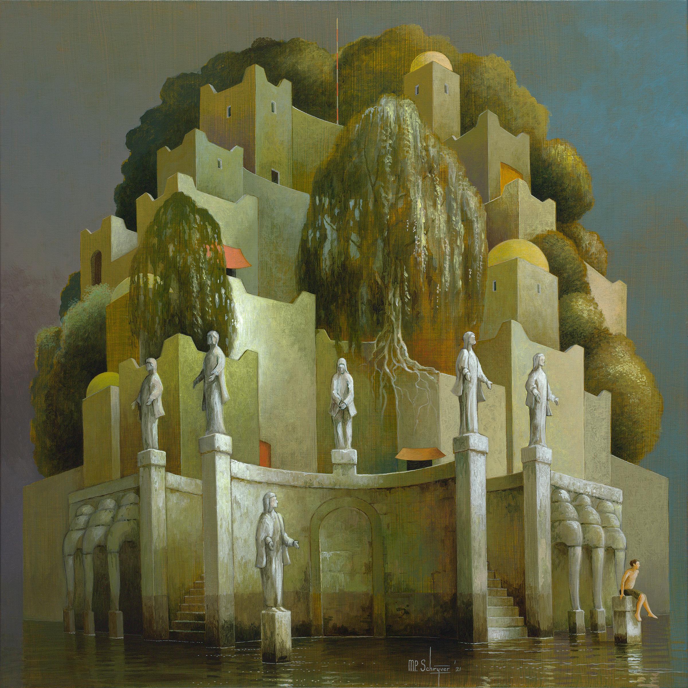 Michiel Schrijver Landscape Painting - New Insights- 21st Century Contemporary Narrative Imaginary Painting 