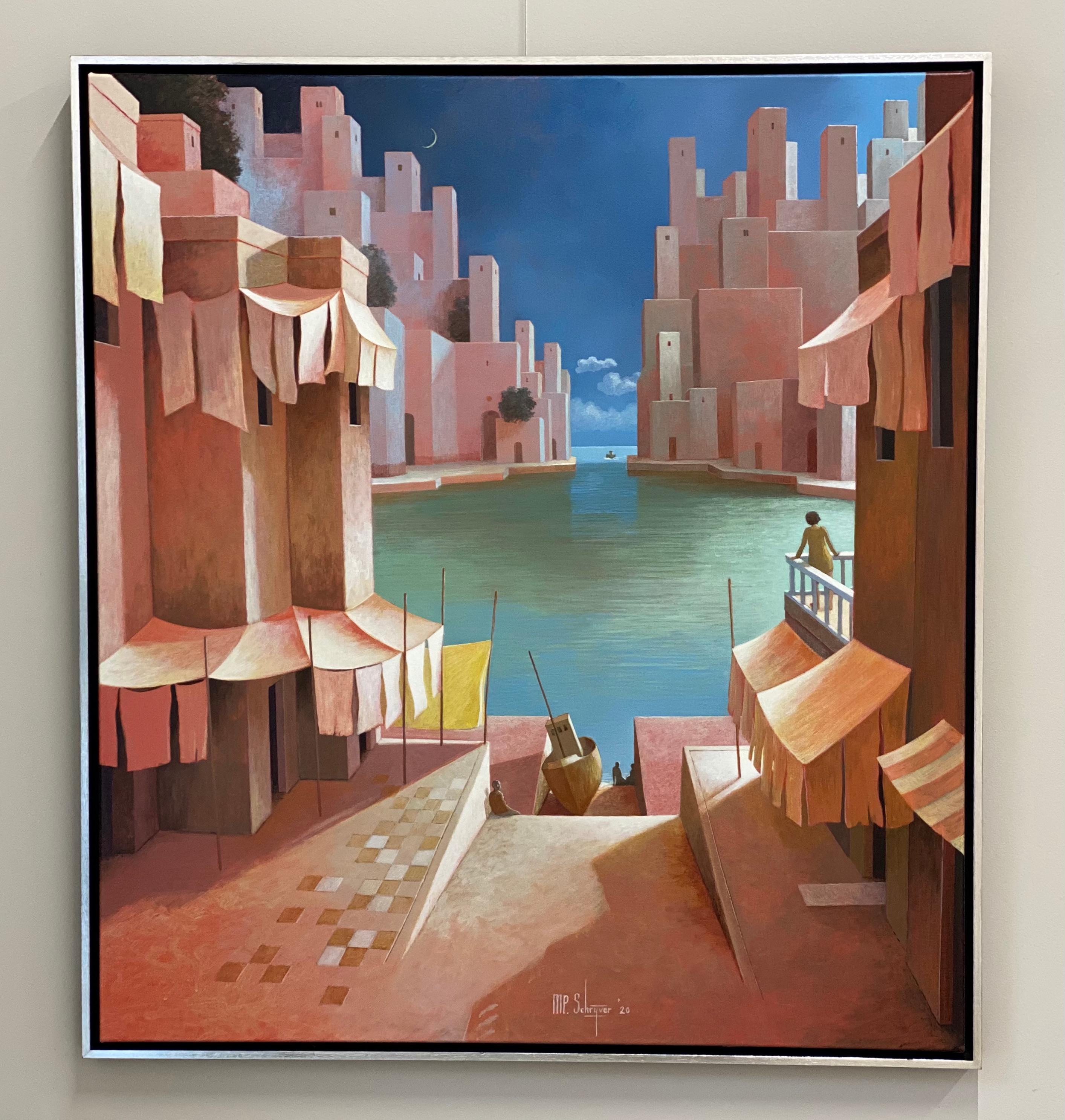 Dutch Painter Michiel Schrijver lives and works in the center of the Netherlands. 

The paintings originate from his memory. The first step is to make a small and fairly rough outline. After this beginning, the composition is determined and the