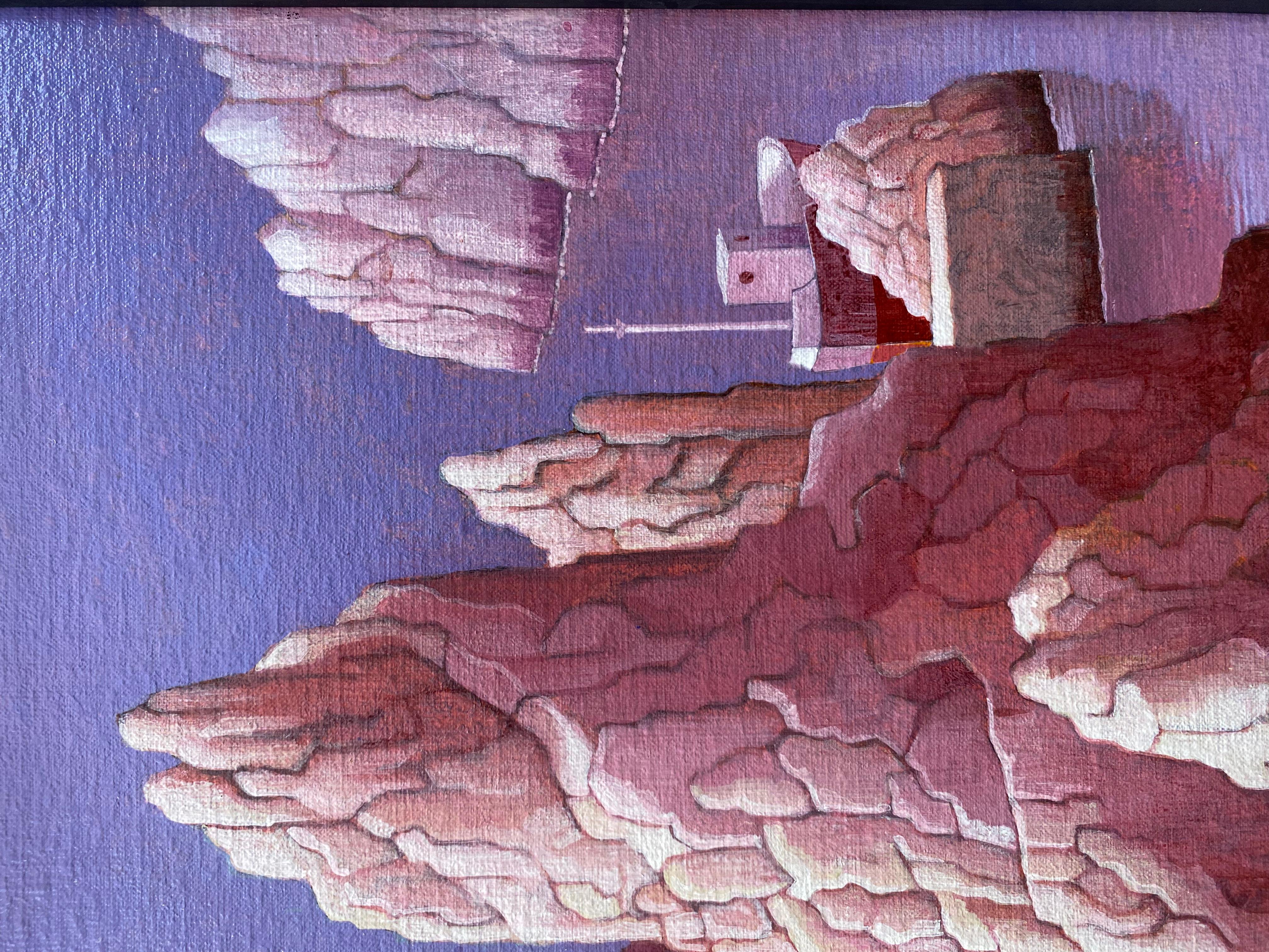 Der Ursprung des Zufalls - Zeitgenössische imaginäre Stadtlandschaften des 21. (Grau), Figurative Painting, von Michiel Schrijver