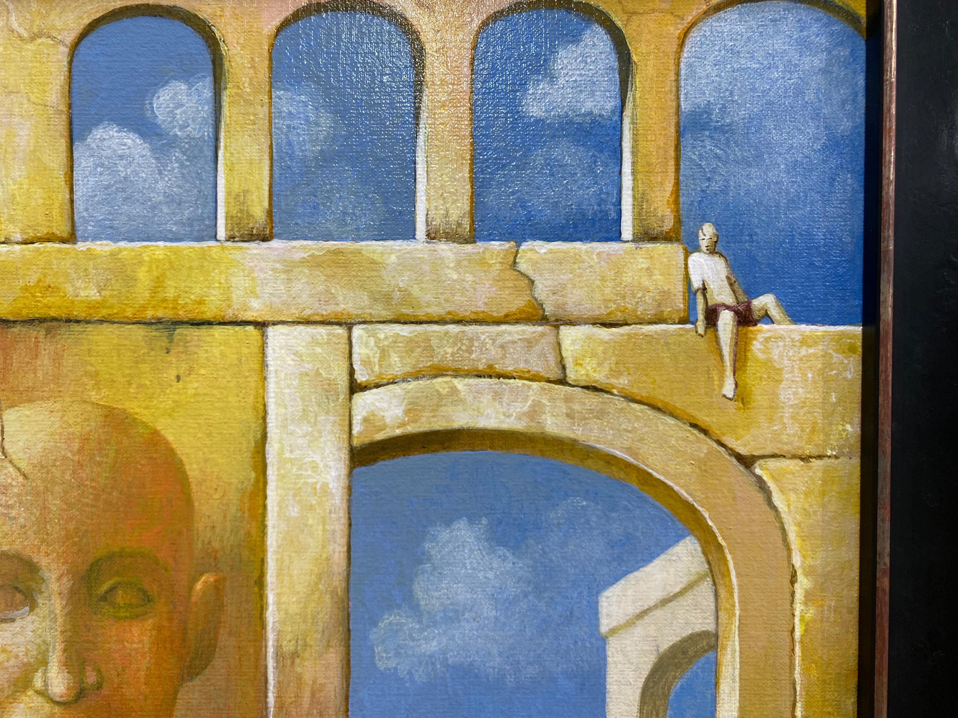 Der Porträtmaler - Zeitgenössische imaginäre Stadtlandschaften des 21. (Braun), Figurative Painting, von Michiel Schrijver