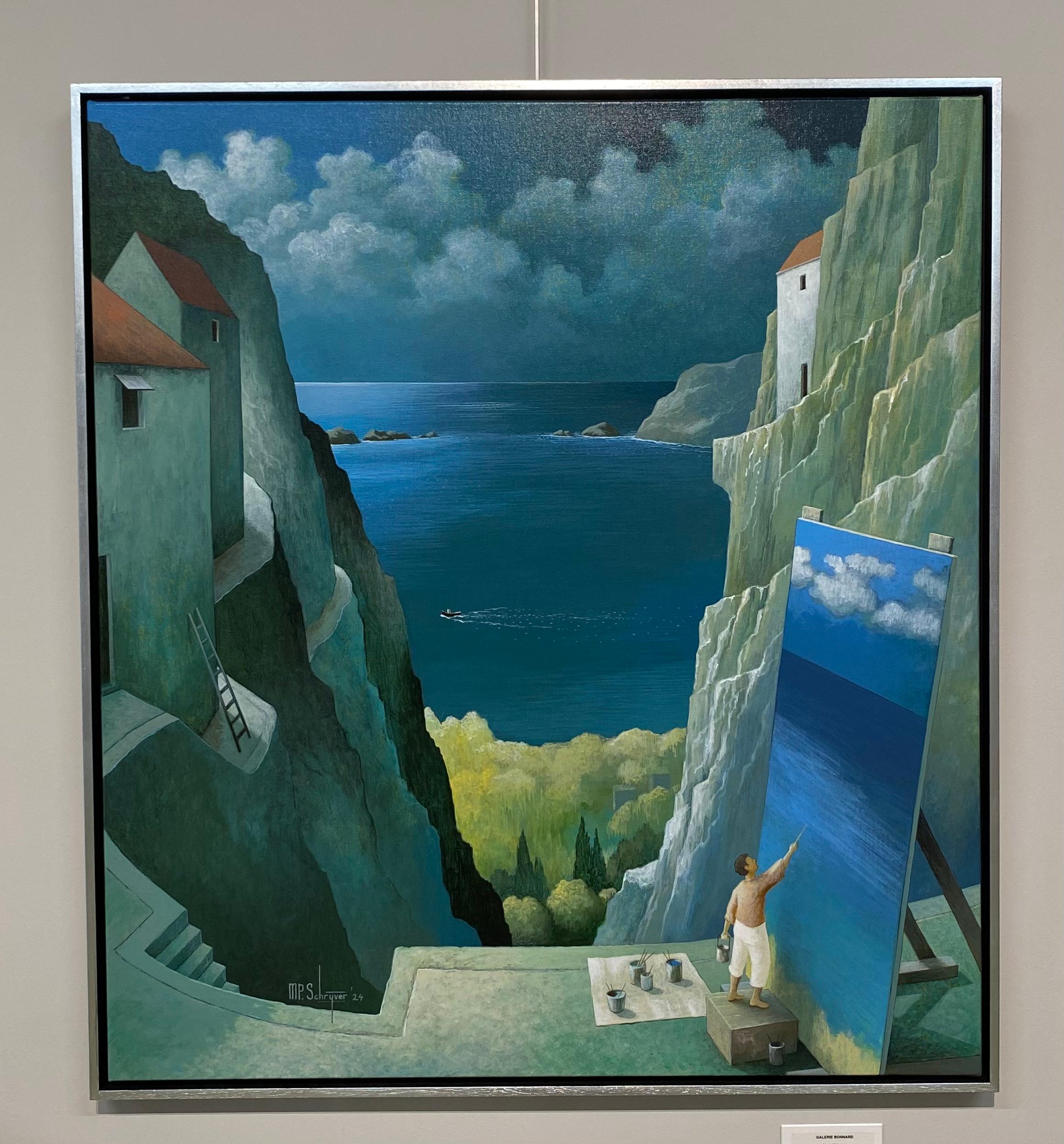Der Meeresmaler - Zeitgenössische imaginäre Landschaften des 21. – Painting von Michiel Schrijver