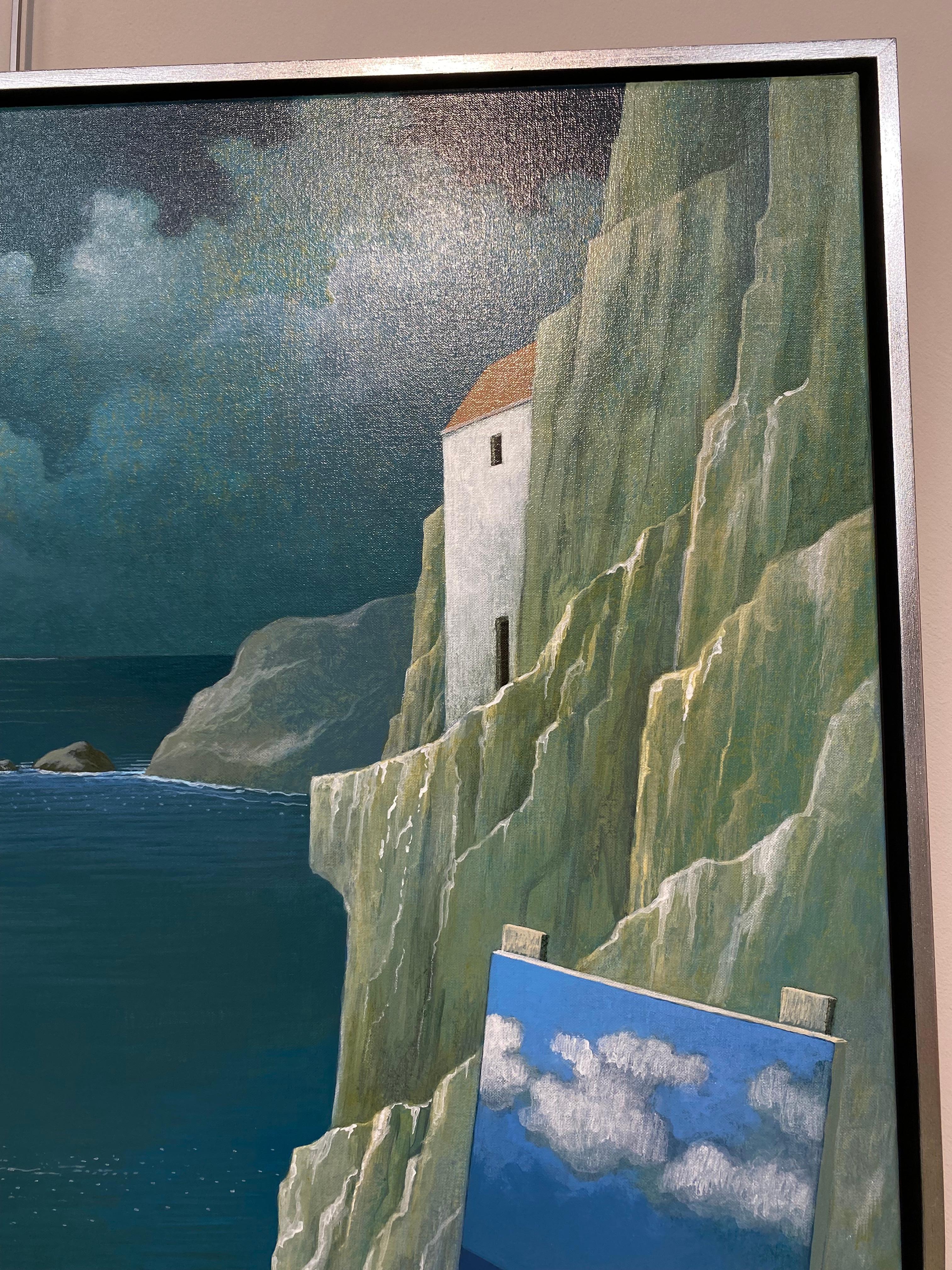 Der Meeresmaler - Zeitgenössische imaginäre Landschaften des 21. (Blau), Figurative Painting, von Michiel Schrijver