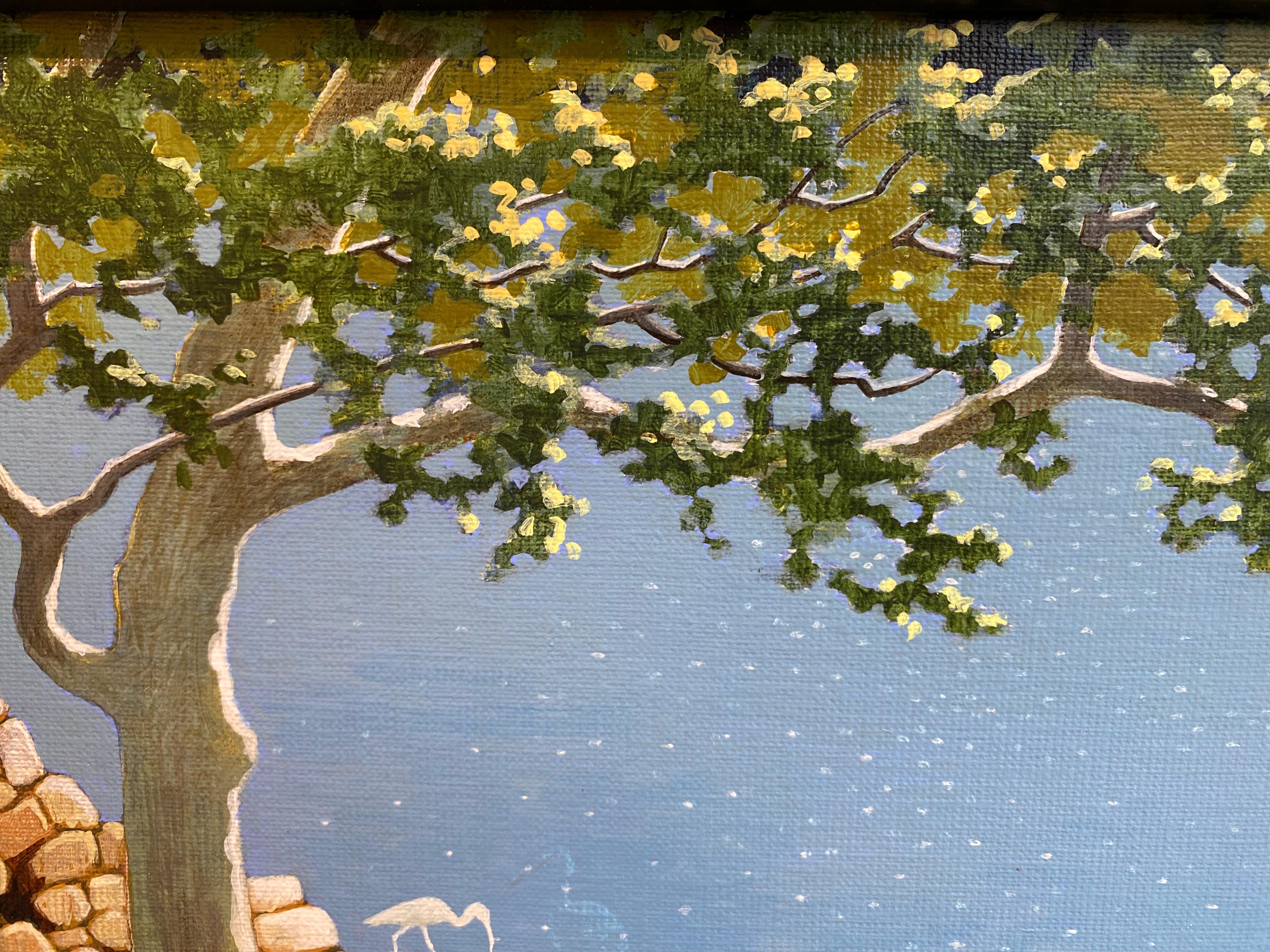 Der stille Balkon - Imaginäre Landschaften des 21. Jahrhunderts (Grau), Landscape Painting, von Michiel Schrijver