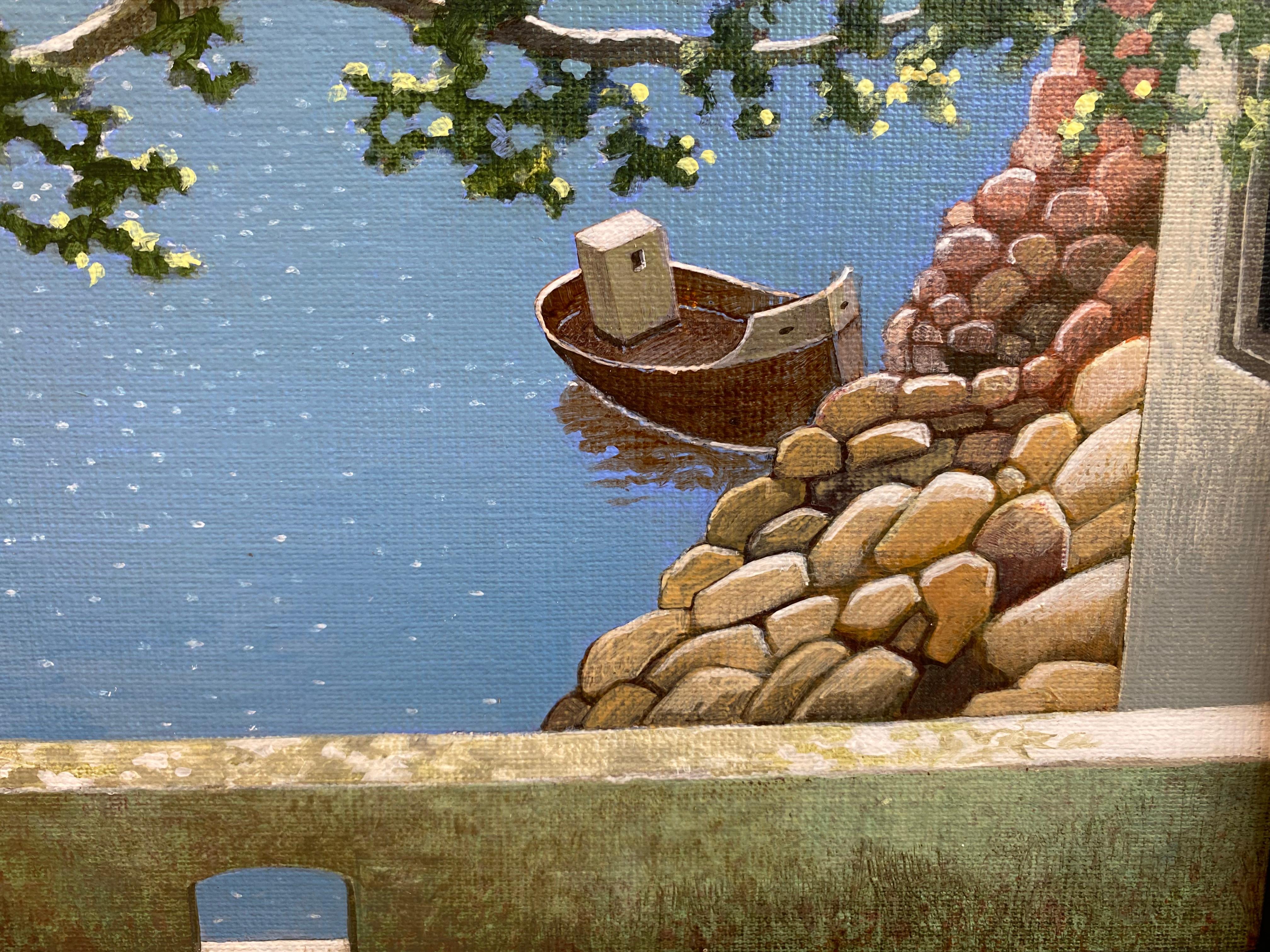 Michiel Schrijver
Der stille Balkon
30 x 40 cm 
(Gerahmt im Preis inbegriffen 34 x 44)
Acryl auf Leinwand

Der niederländische Maler Michiel Schrijver lebt und arbeitet in der Mitte der Niederlande. 

Die Bilder stammen aus seinem Gedächtnis. Der