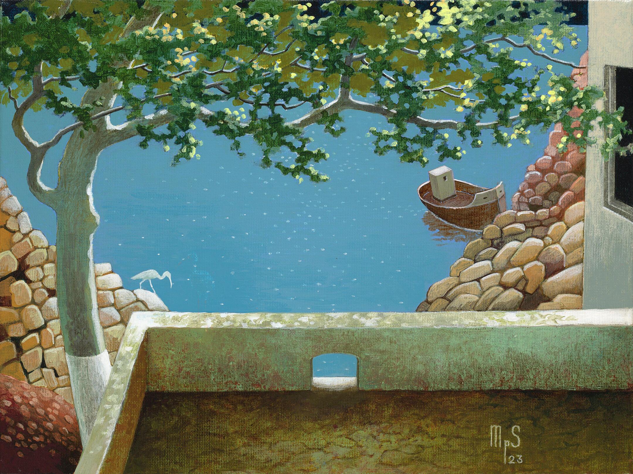 Michiel Schrijver Landscape Painting – Der stille Balkon - Imaginäre Landschaften des 21. Jahrhunderts