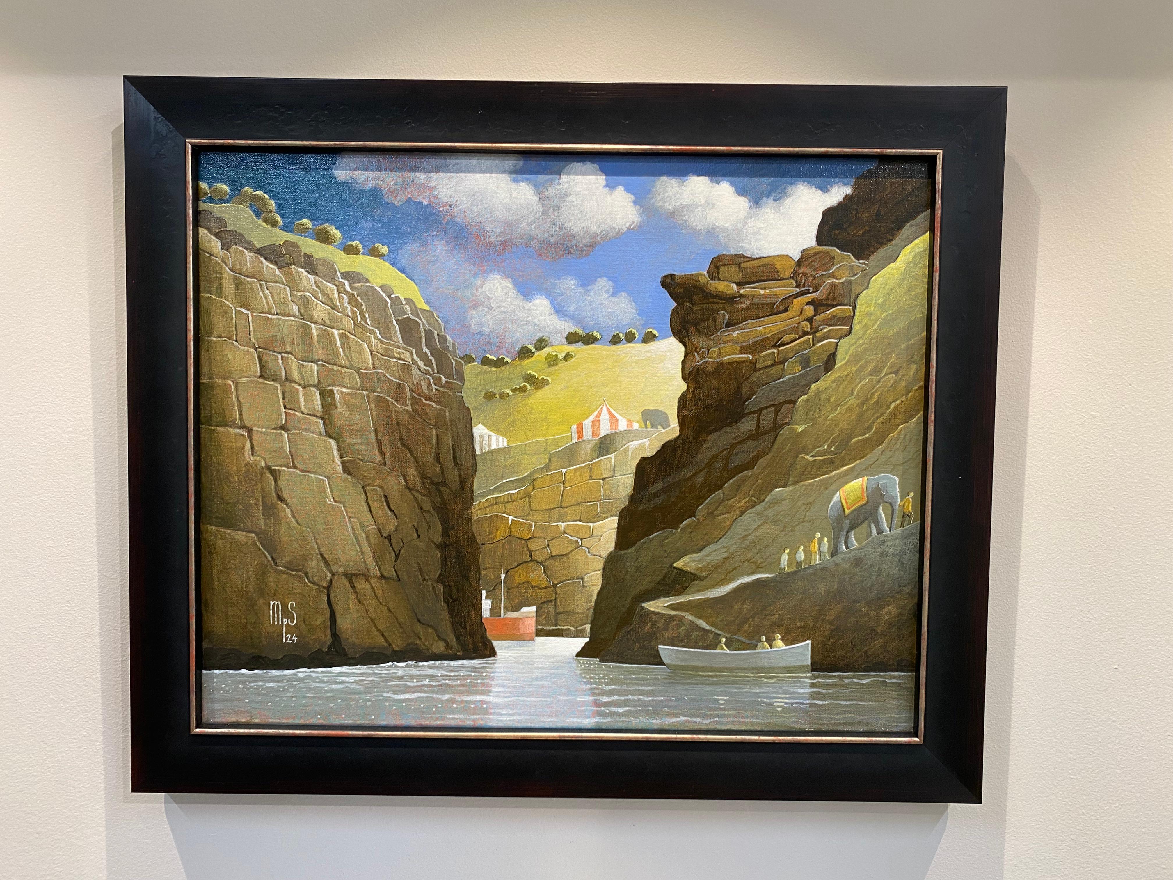 The View - Paysages urbains imaginaires contemporains du 21e siècle - Painting de Michiel Schrijver