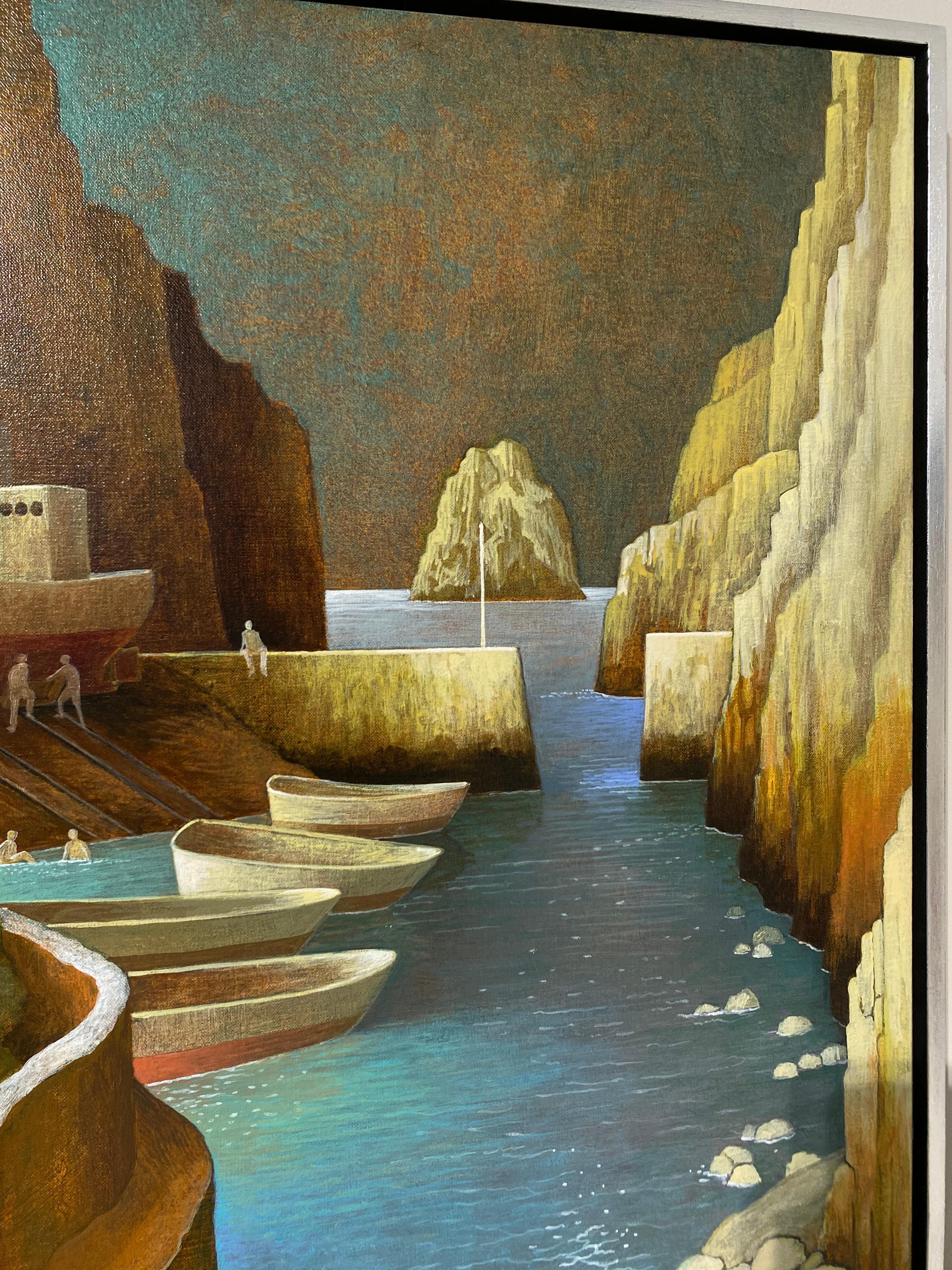 The Whispering of the River - Imaginäre Landschaften des 21. Jahrhunderts (Braun), Figurative Painting, von Michiel Schrijver