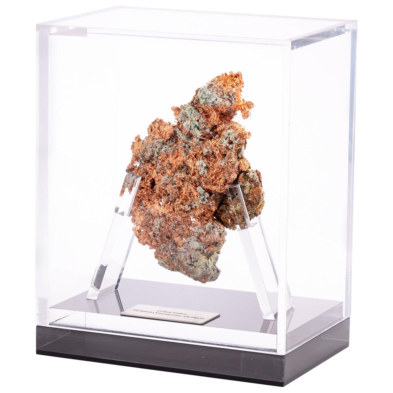 Michigan Natural Native Copper Nugget Mounted in Custom Acrylic Box