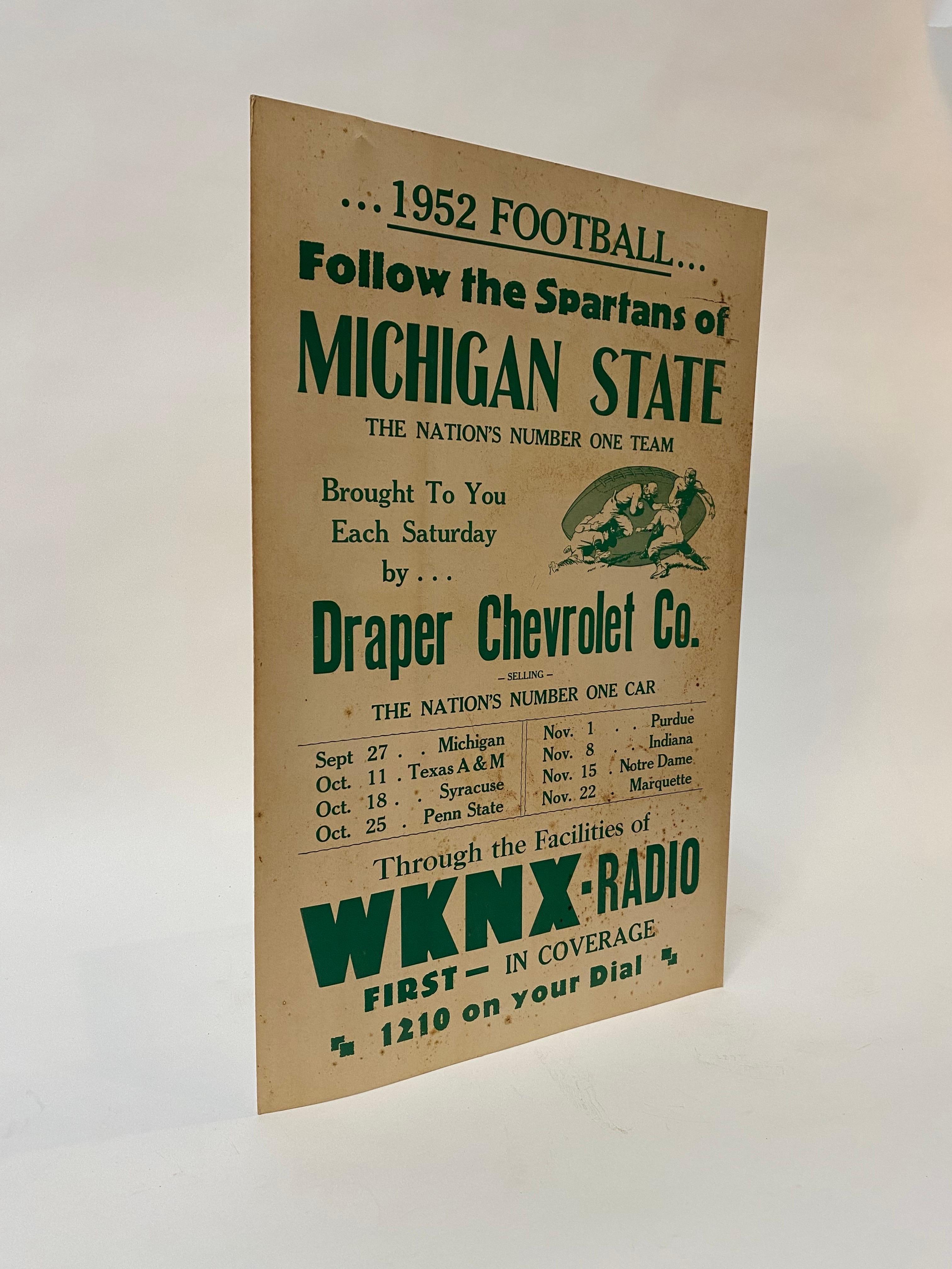 Sporting Art Calendar 1952 du Michigan State Spartans Football en vente