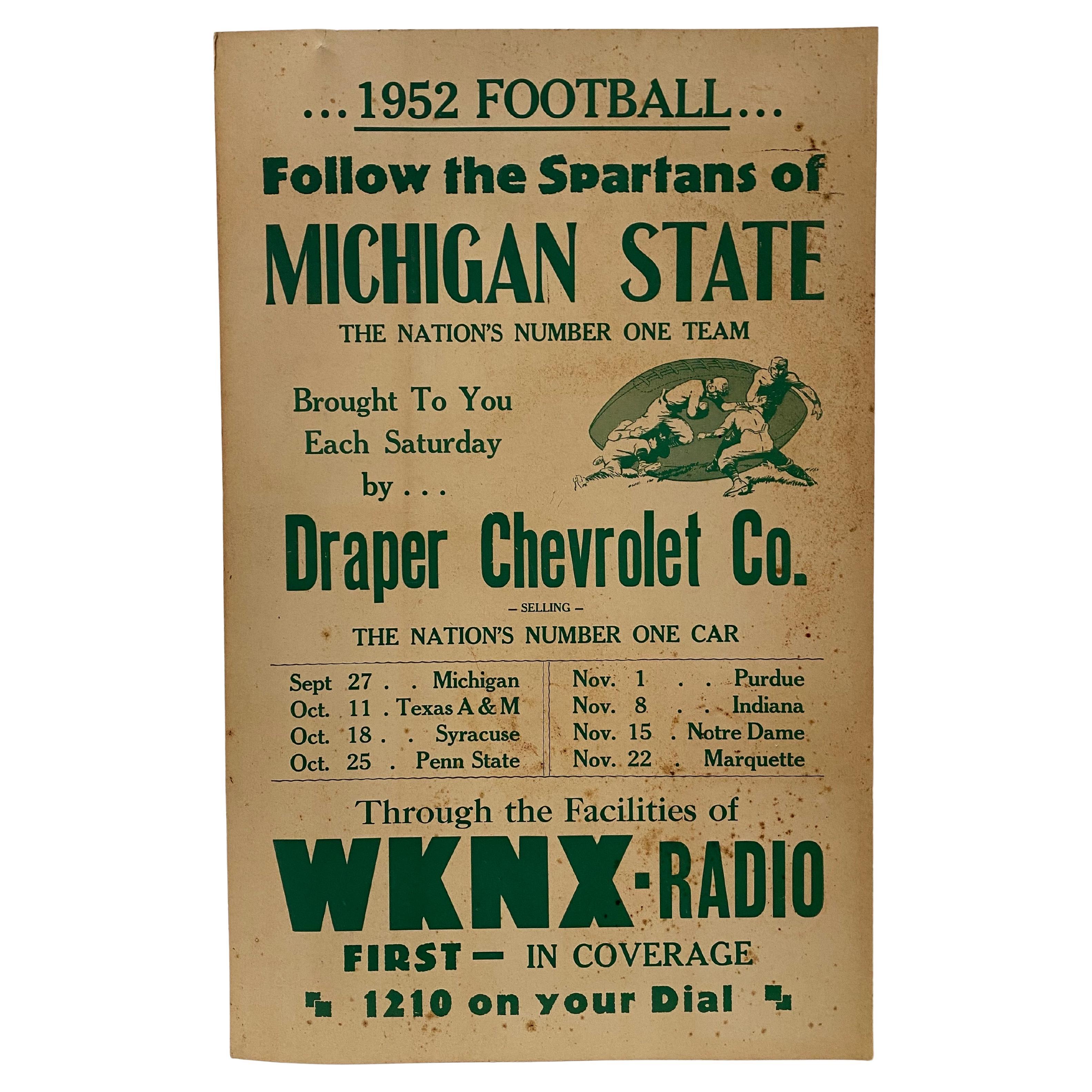 Michigan State Spartans Football 1952 Calendar