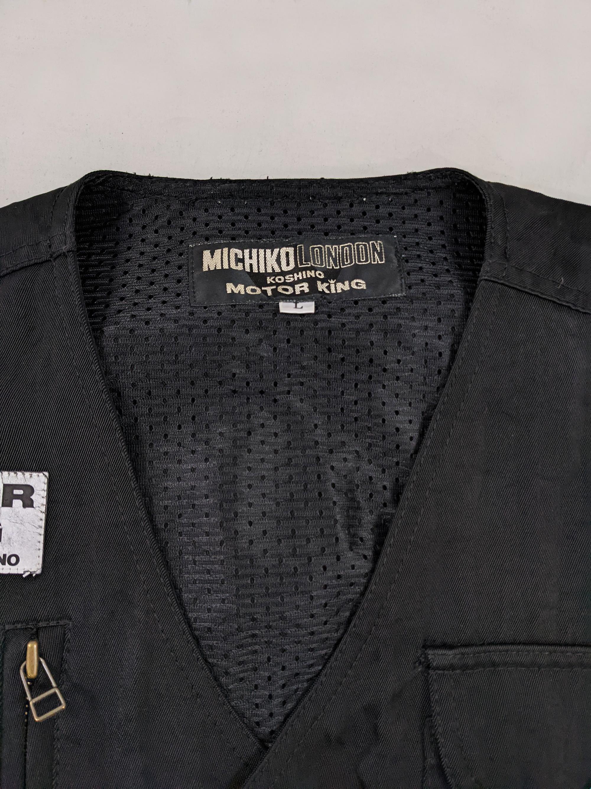 Michiko Koshino Mens 90s Rave Motorking Black Vest Sleeveless Jacket, 1990s 3