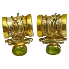 MICHOU 925 sterling silver 22k gold vermeil peridot signed Vintage earrings