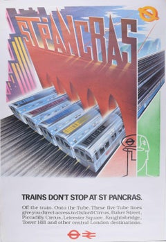 Trains Don't Stop at St Pancras, London Underground poster by Mick Brownfield