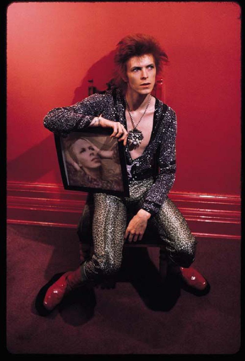 Mick Rock Portrait Photograph - David Bowie With Hunky Dory - signed limited edition print 