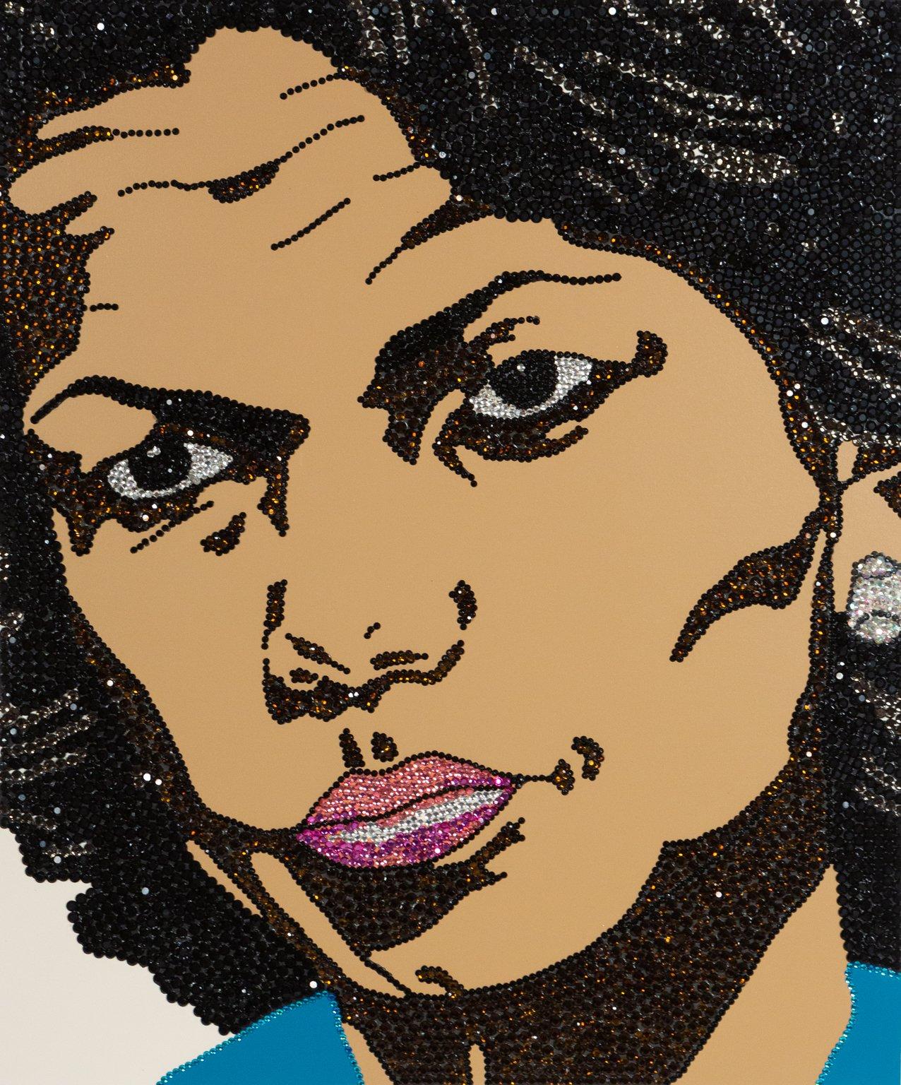 how does mickalene thomas use materials to explore oprah winfrey’s personality and career