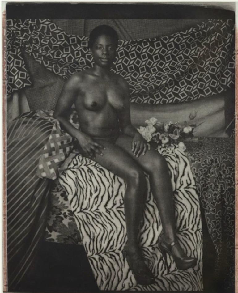 Portrait of Marie Sitting in Black and White - Photograph by Mickalene Thomas