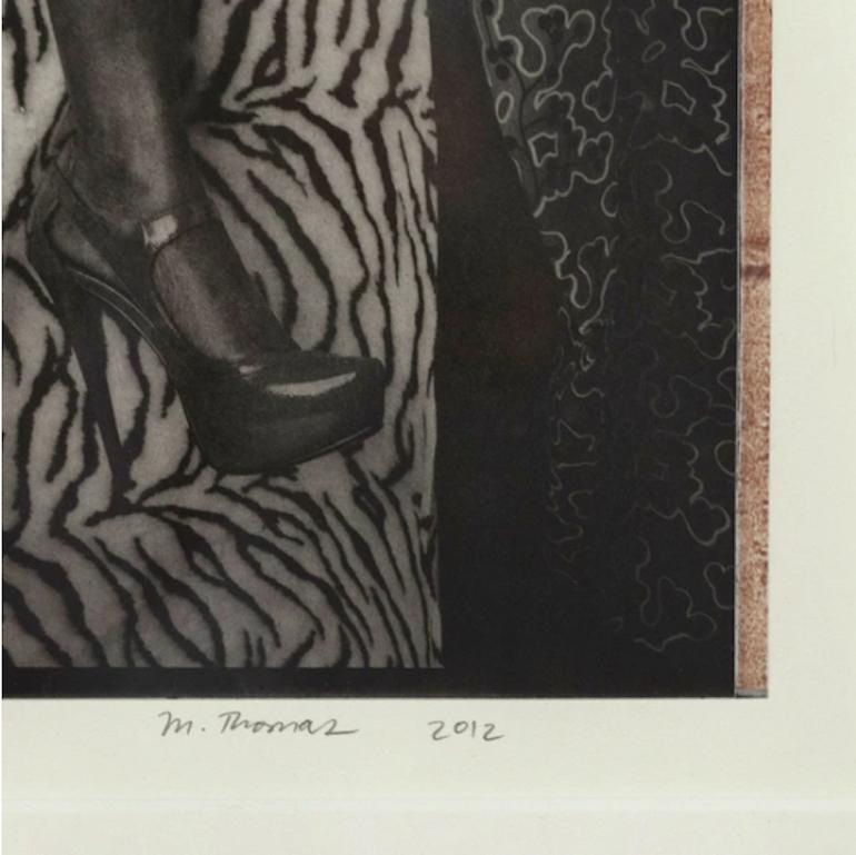 Portrait of Marie Sitting in Black and White - Contemporary Photograph by Mickalene Thomas
