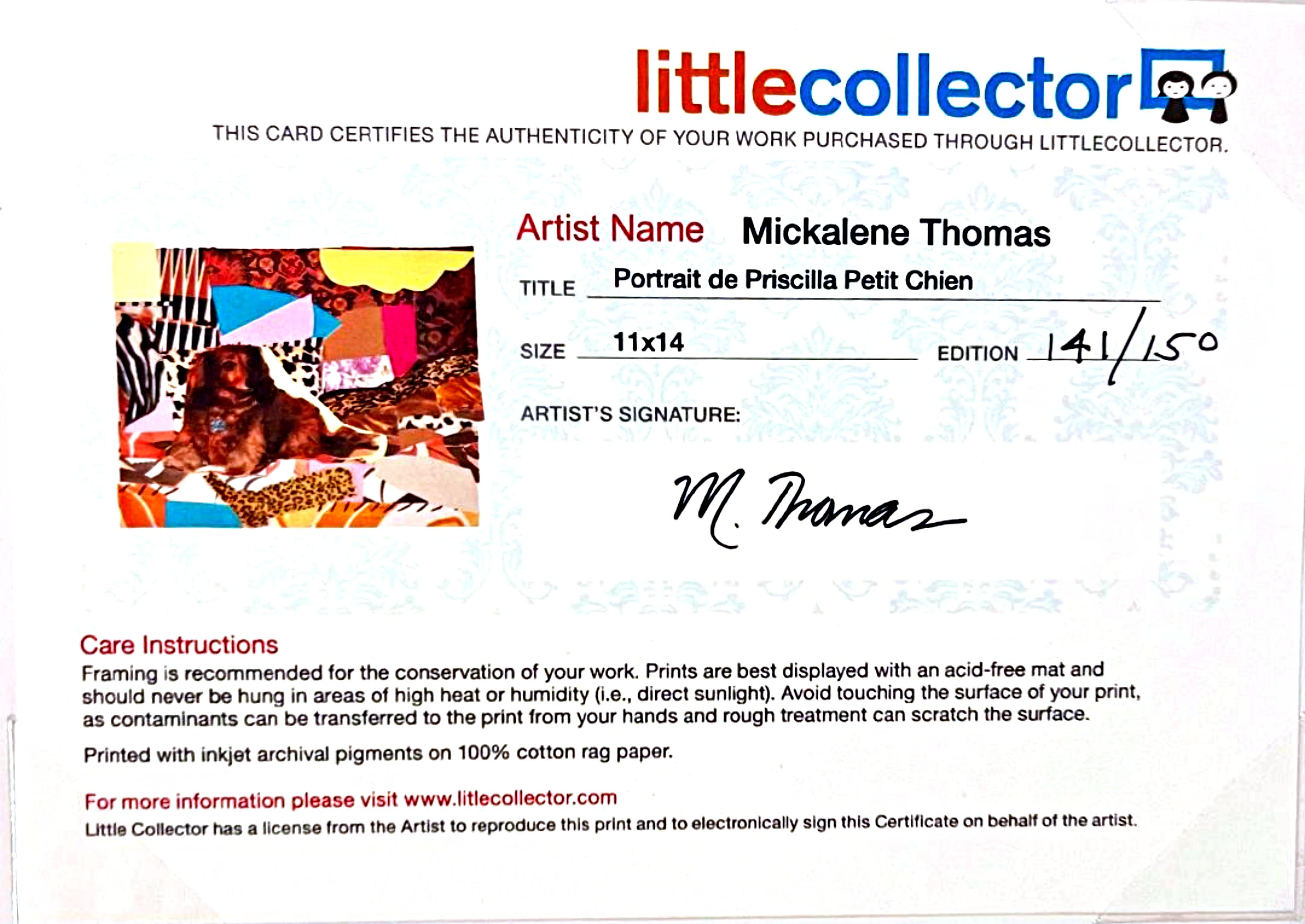 Mickalene Thomas, Portrait de Priscilla Le Petit Chien official COA S/N, Framed For Sale 3