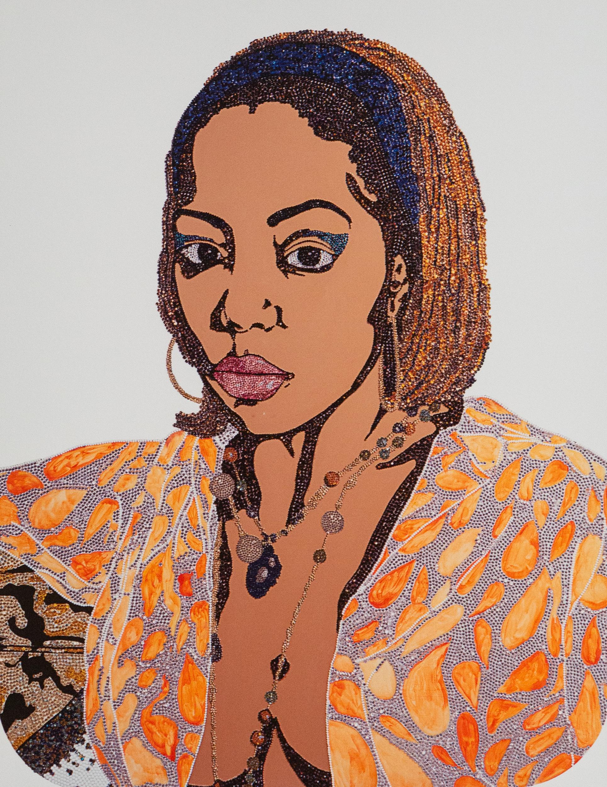 Mickalene Thomas (b.1971) is an American artist exploring the intersection of popular culture and art history, through a contemporary Black female gaze. As an openly gay Black woman, sexuality and race are essential themes in Thomas' practice.

