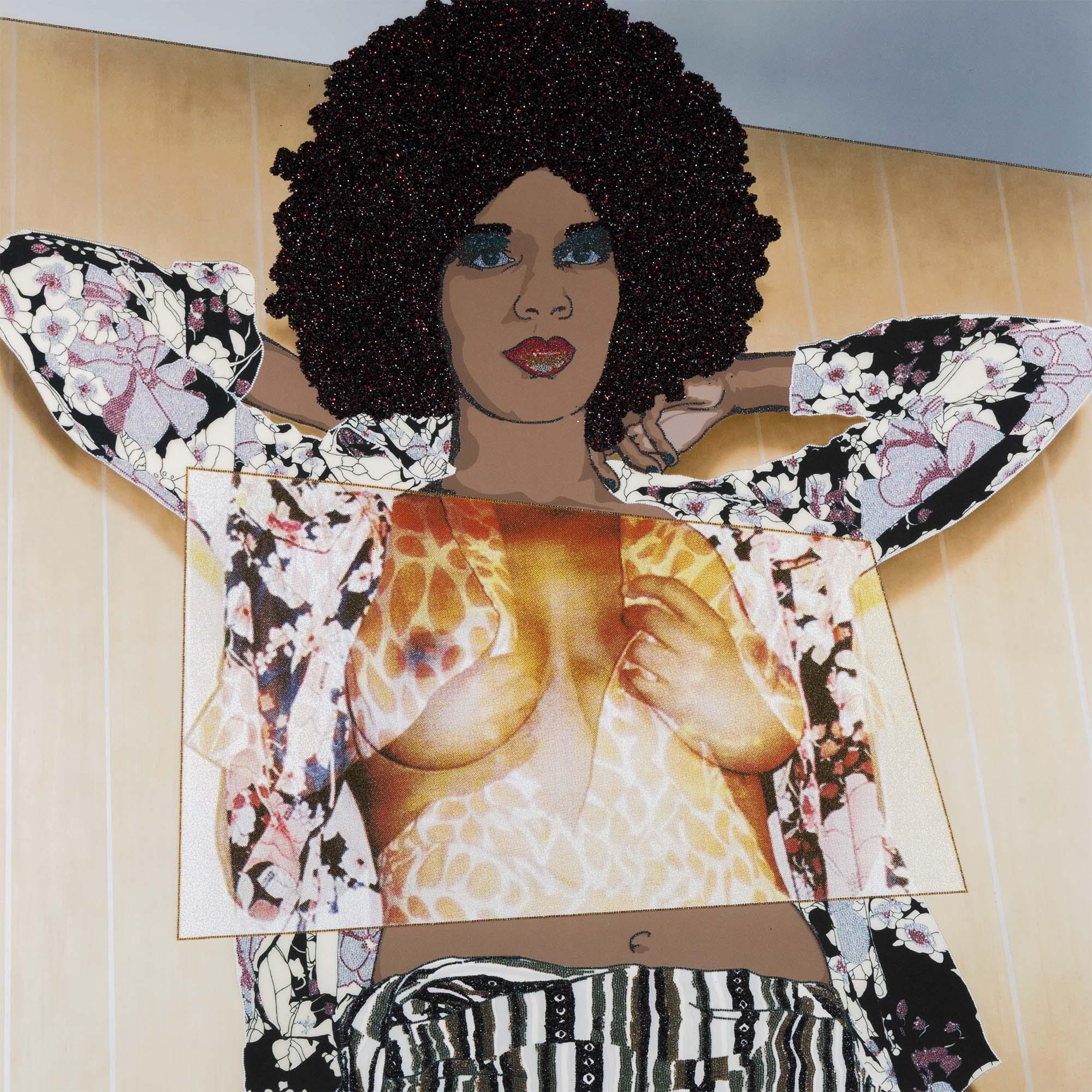 Portrait of Maya #10 (Beige), Figurative Print, von Mickalene Thomas