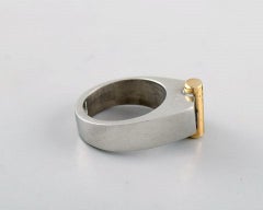 Micke Berggren, Sweden, Modernist Designer Ring in Pewter and Brass, Late 20th c