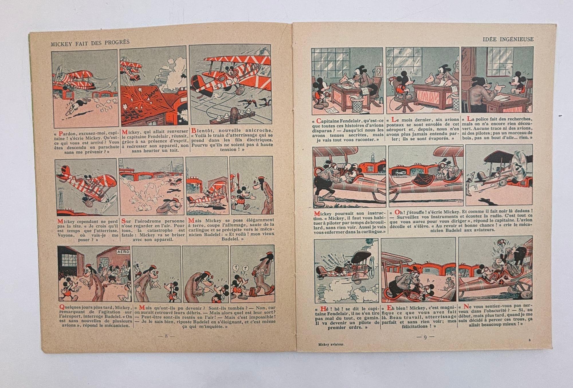Mickey Aviateur Hachette French Text Comic Hardcover Book 1934 For Sale 4