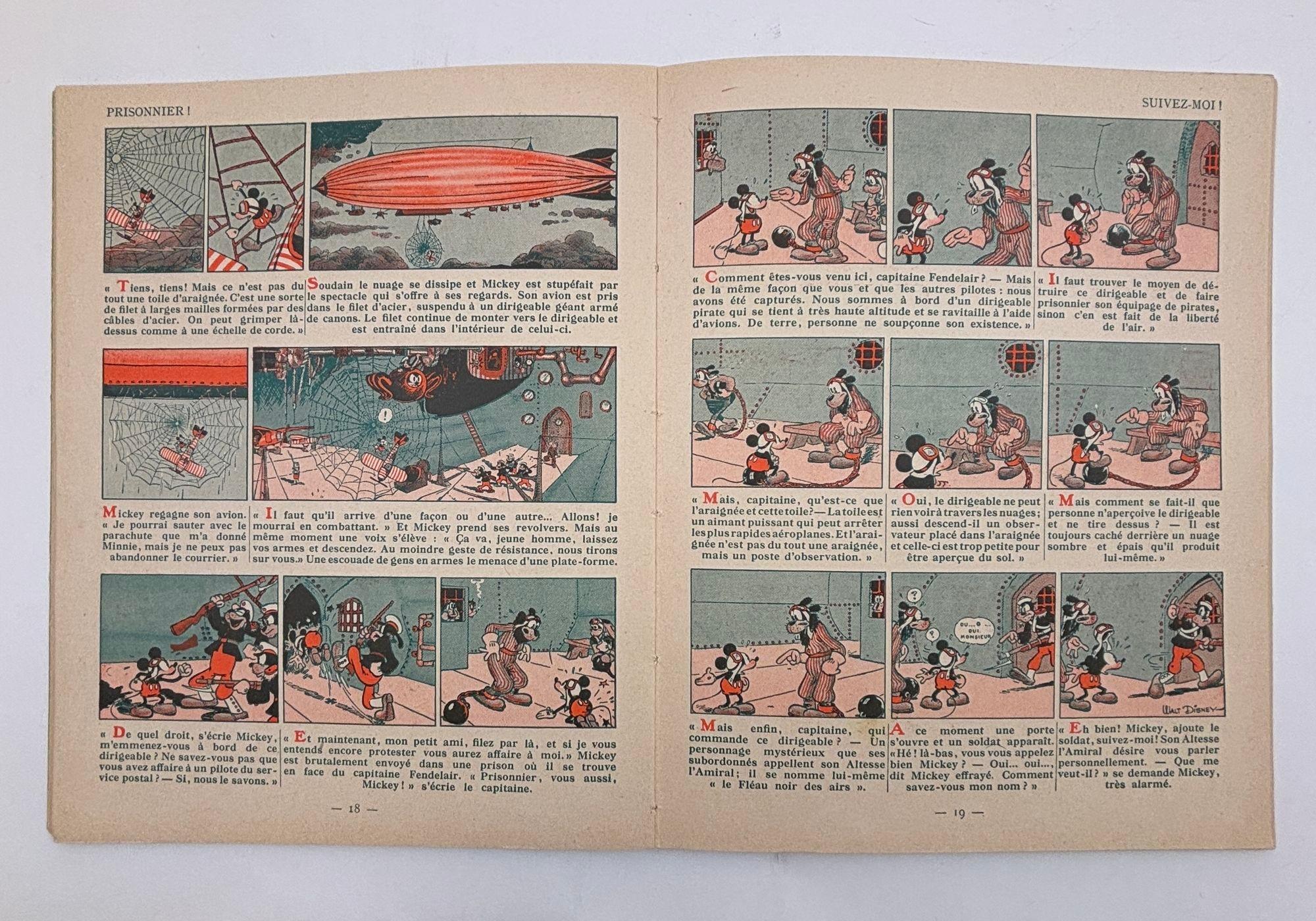 Mickey Aviateur Hachette French Text Comic Hardcover Book 1934 For Sale 5