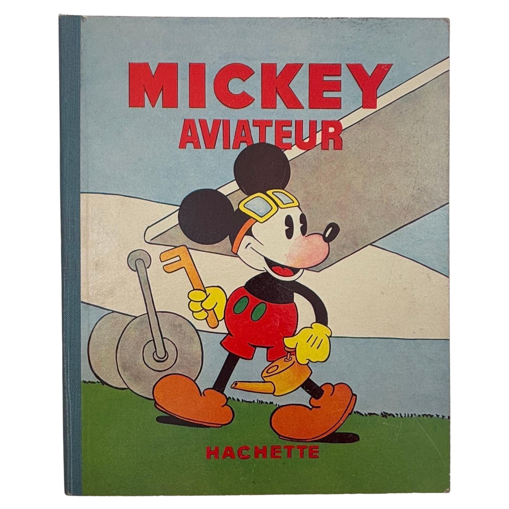 Mickey Aviateur Hachette French Text Comic Hardcover Book 1934