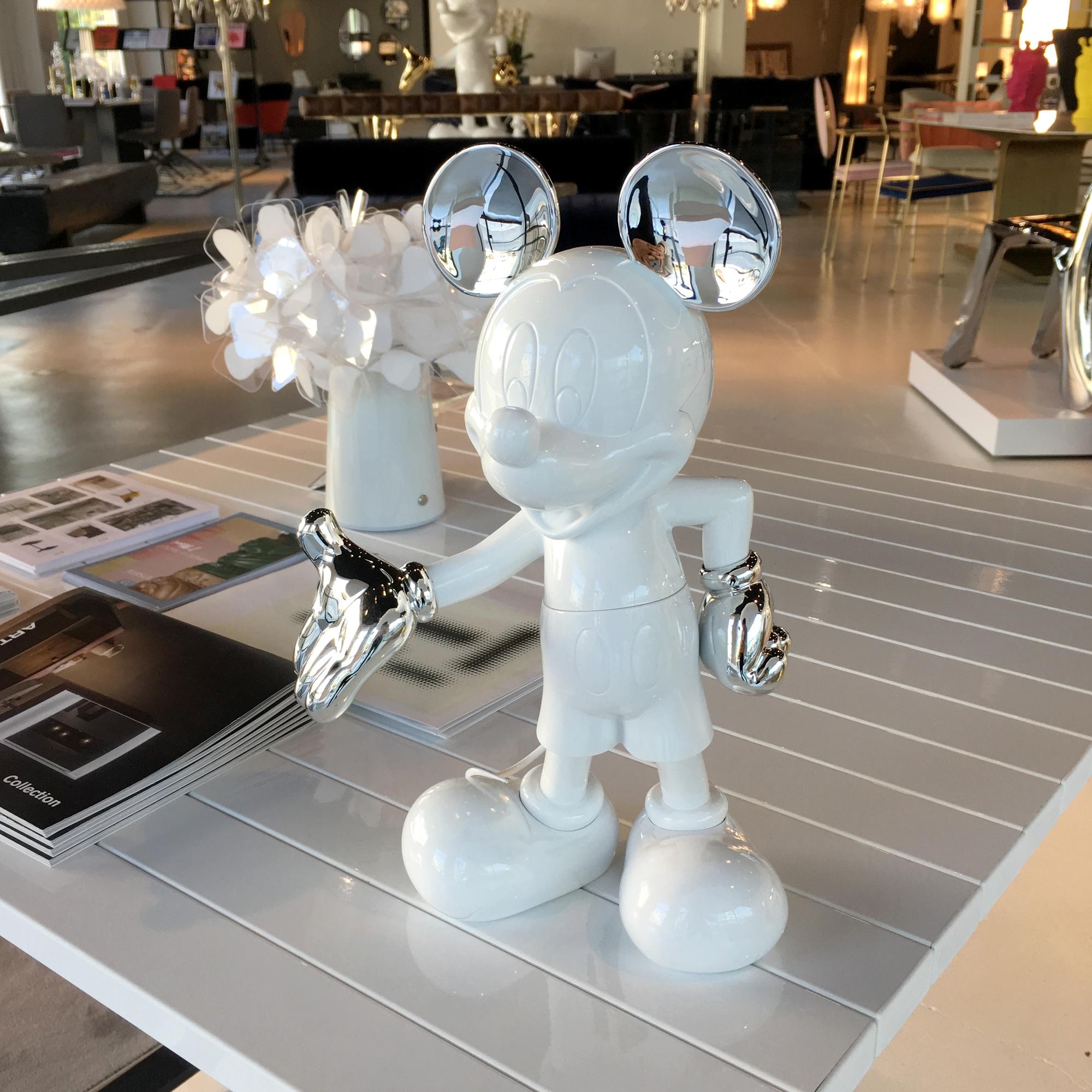 Modern In stock in Los Angeles, Mickey Mouse Glossy White/Silver Pop Sculpture Figurine
