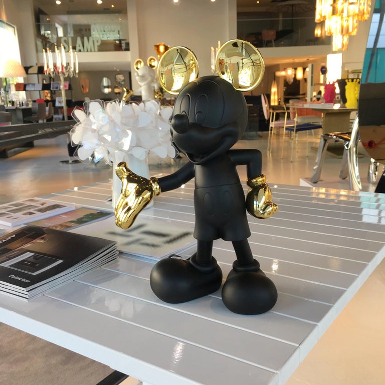French In stock in Los Angeles, Mickey Mouse Black and Gold Pop Sculpture Figurine For Sale