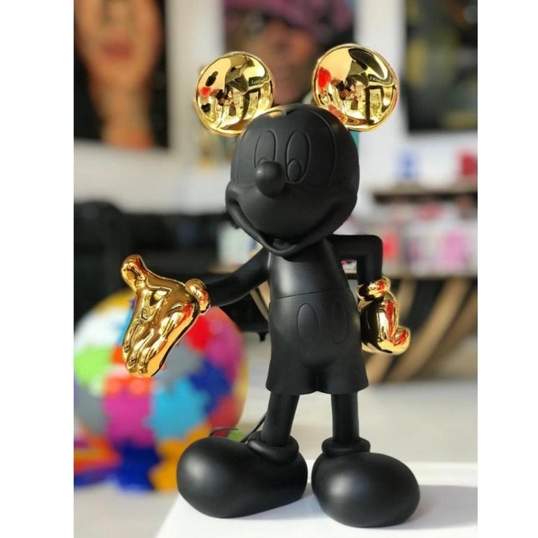Modern In stock in Los Angeles, Mickey Mouse Black and Gold Pop Sculpture Figurine For Sale