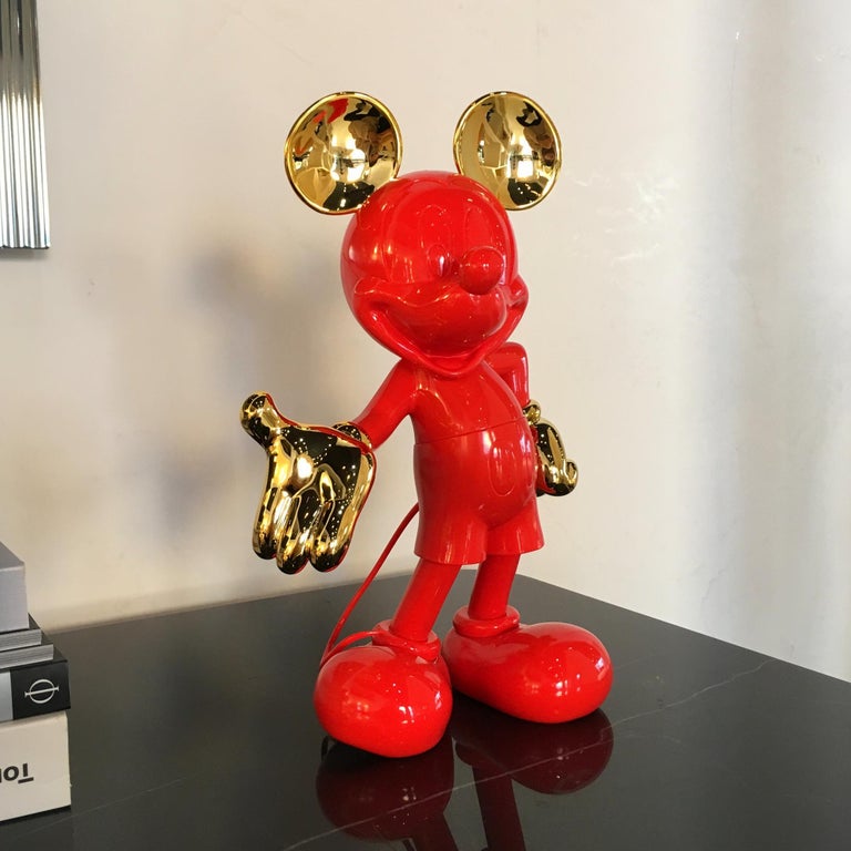 Mickey Mouse, Glossy Red/Gold Pop Sculpture Figurine For Sale at 1stDibs